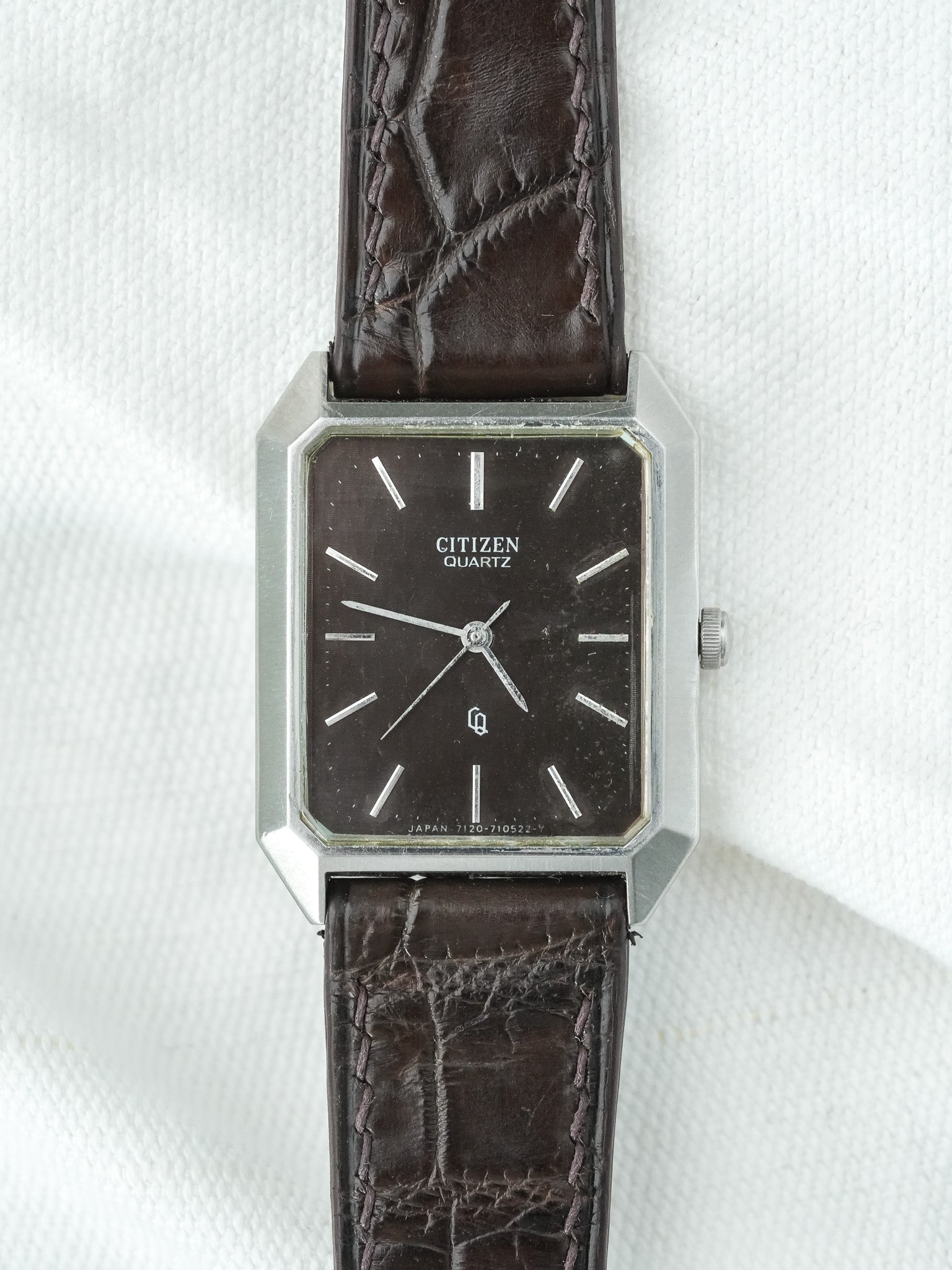 Montre Citizen Vintage - Tank Chocolat Guilloché (1988) - Atelier Victor