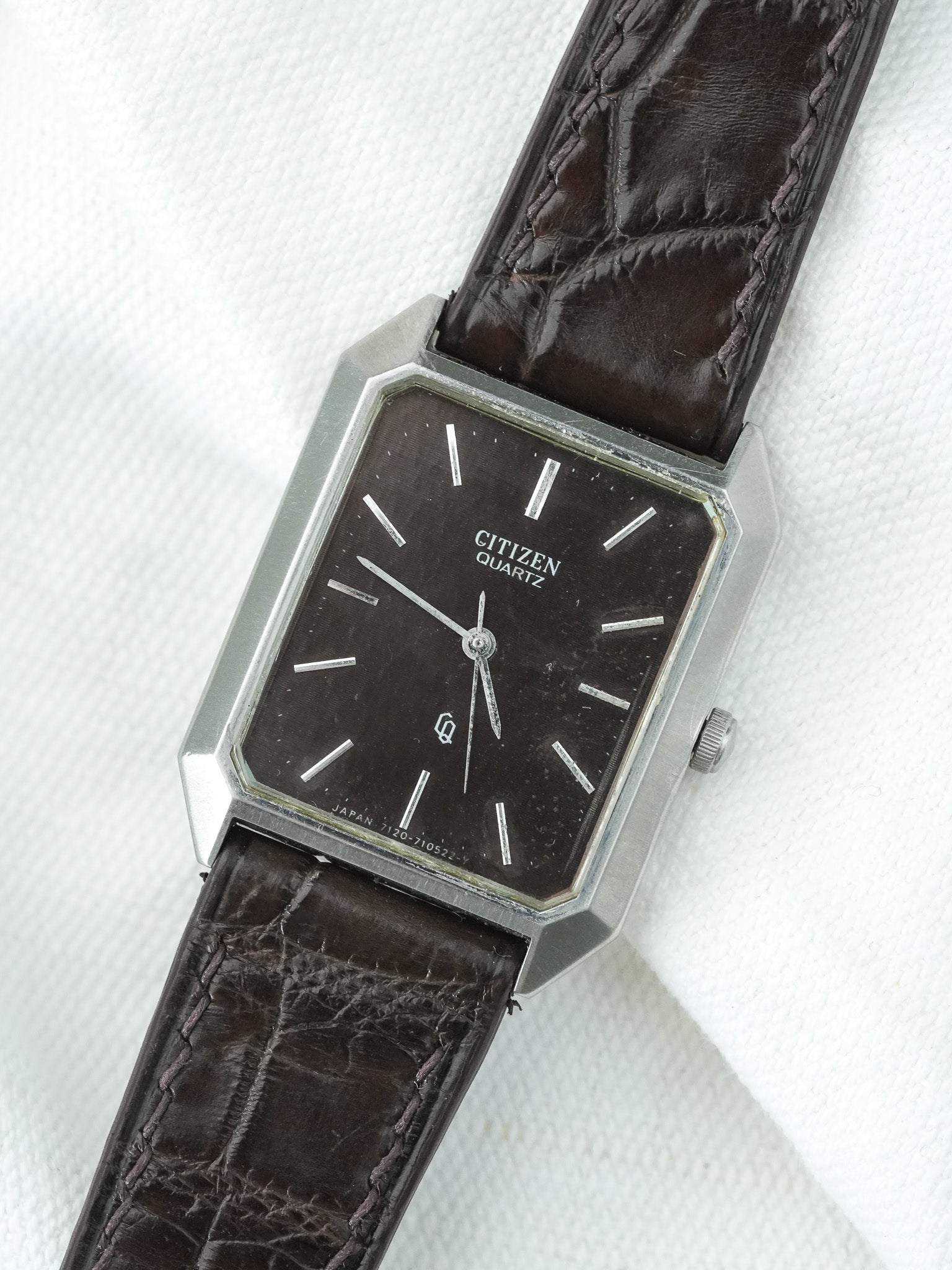 Montre Citizen Vintage - Tank Chocolat Guilloché (1988) - Atelier Victor