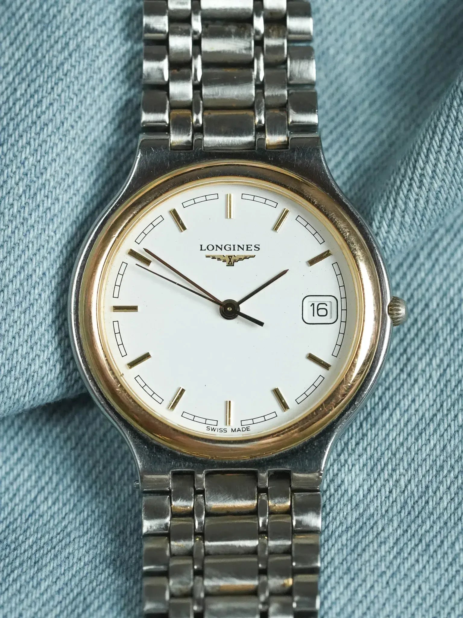 Longines Flagship Vintage Watch - Round Gold Link Steel (1980s