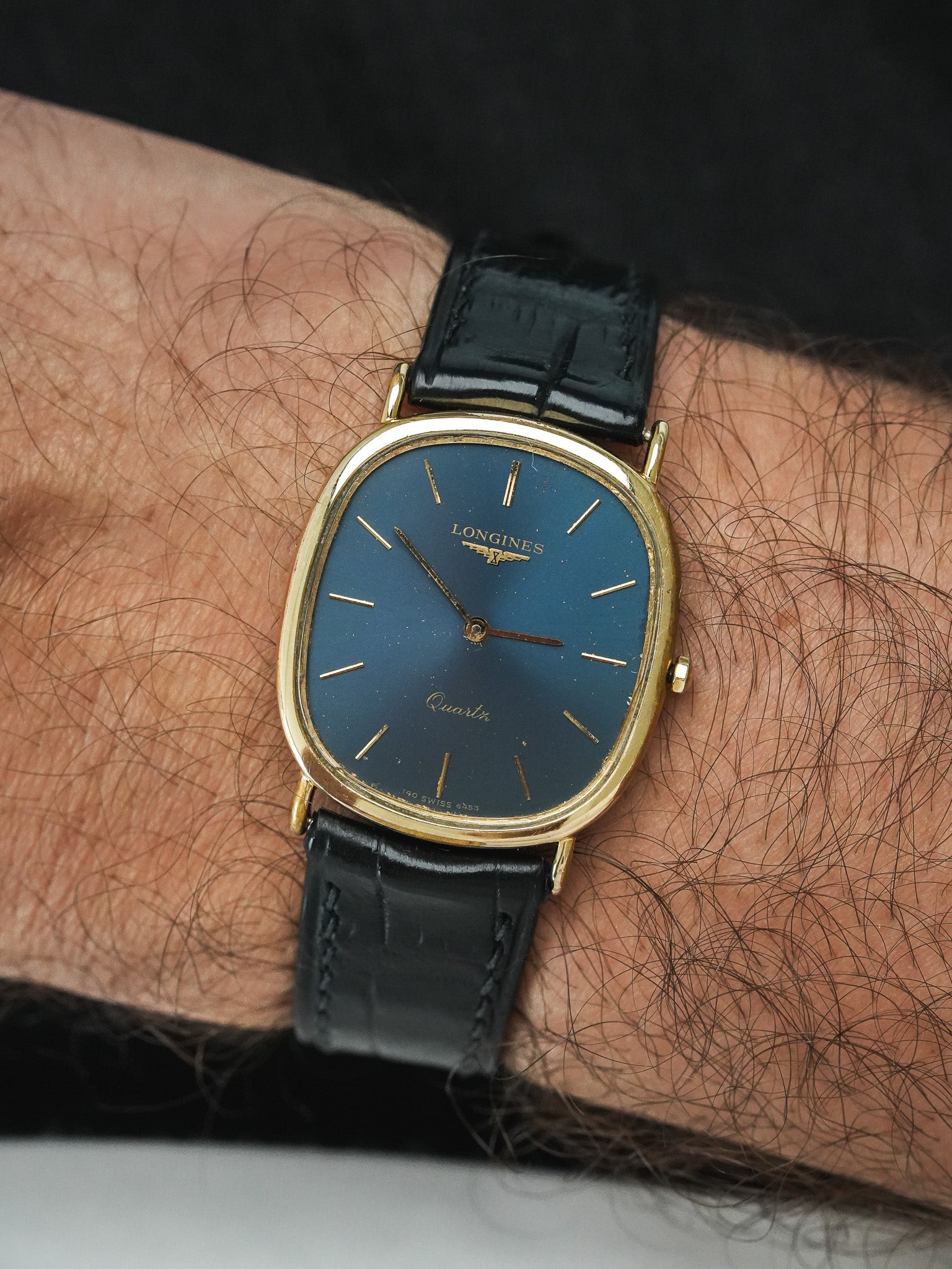 Montre Longines Vintage - Ellipse Bleu nuit patiné (1980) - Atelier Victor