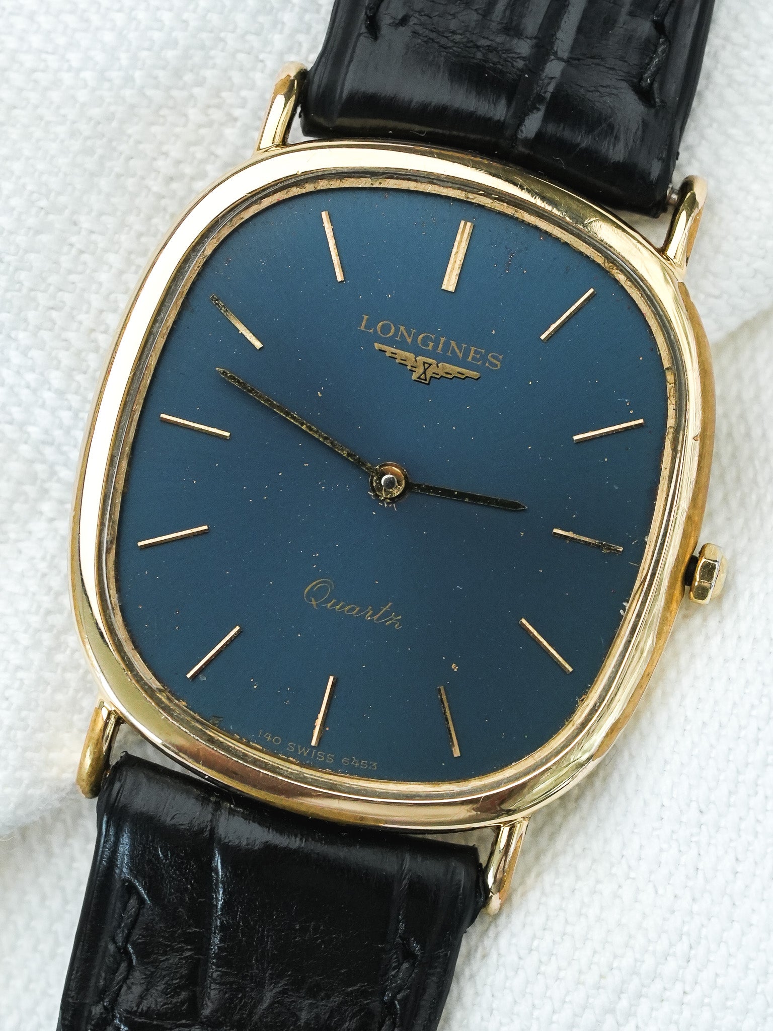 Montre Longines Vintage - Ellipse Bleu nuit patiné (1980) - Atelier Victor