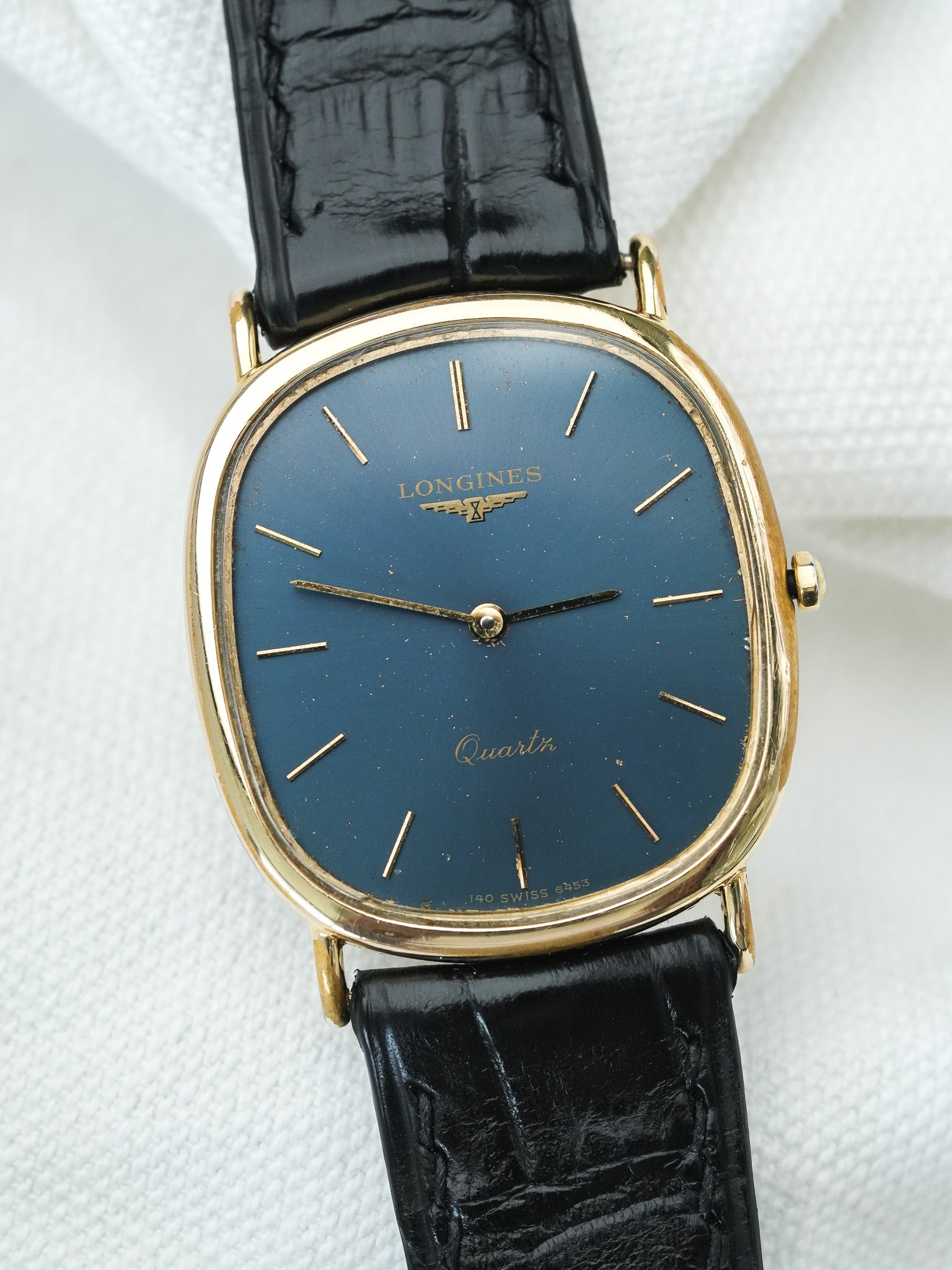 Montre Longines Vintage - Ellipse Bleu nuit patiné (1980) - Atelier Victor