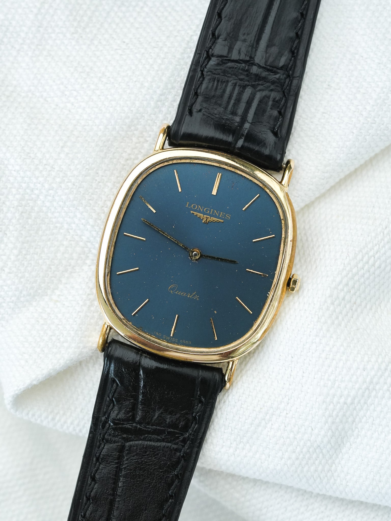 Montre Longines Vintage - Ellipse Bleu nuit patiné (1980) - Atelier Victor