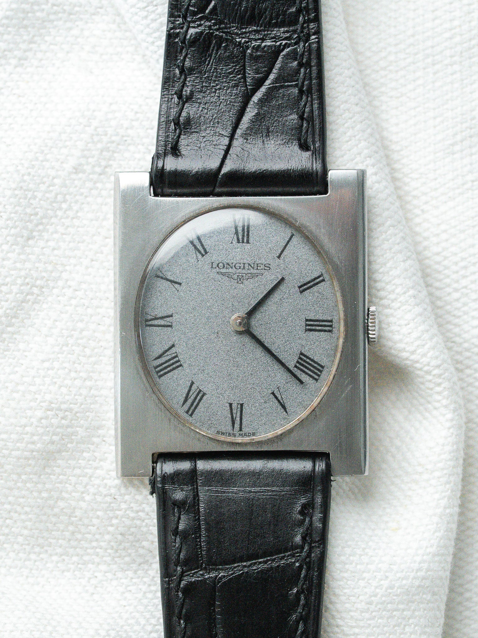 Montre Longines Vintage - Tank Acier Gris Sablé (1997) - Atelier Victor
