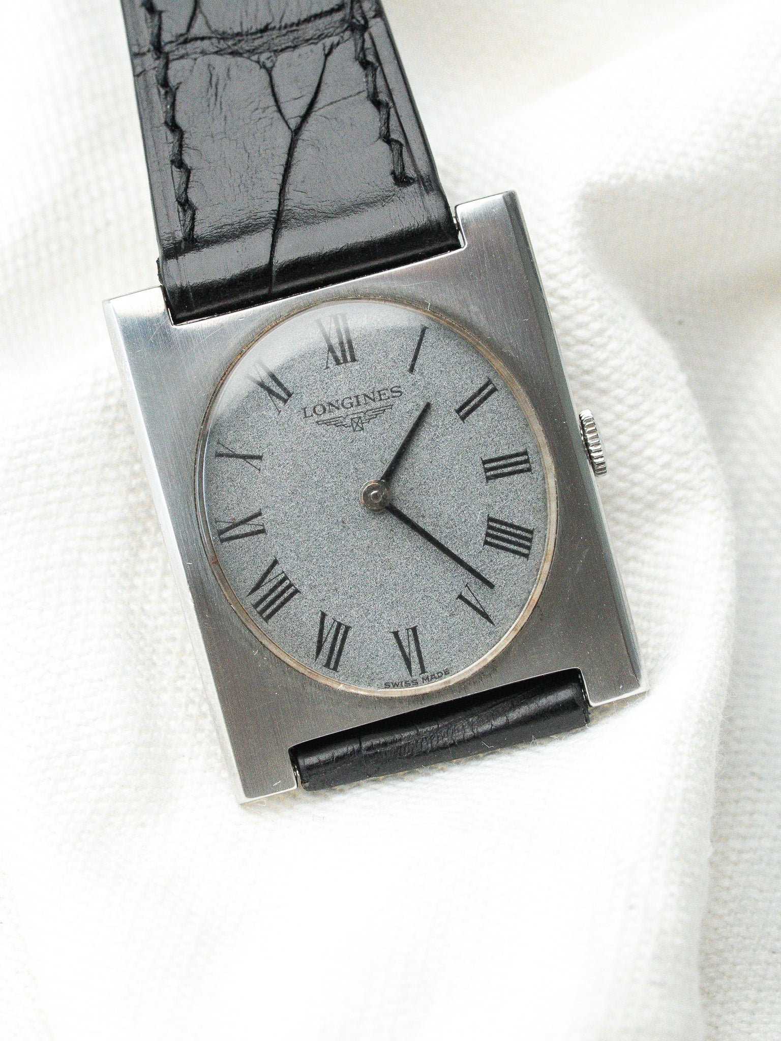 Montre Longines Vintage - Tank Acier Gris Sablé (1997) - Atelier Victor