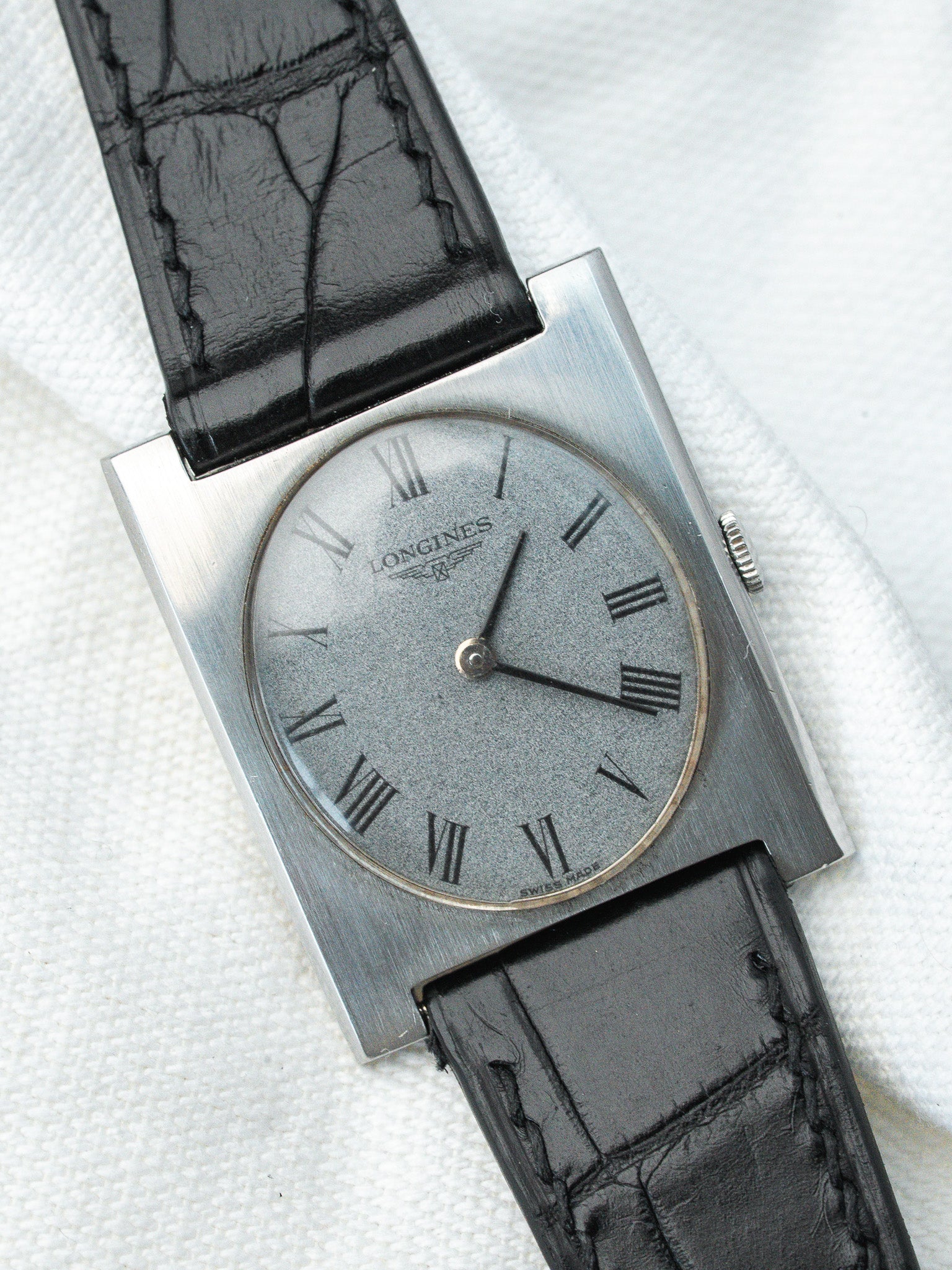 Montre Longines Vintage - Tank Acier Gris Sablé (1997) - Atelier Victor