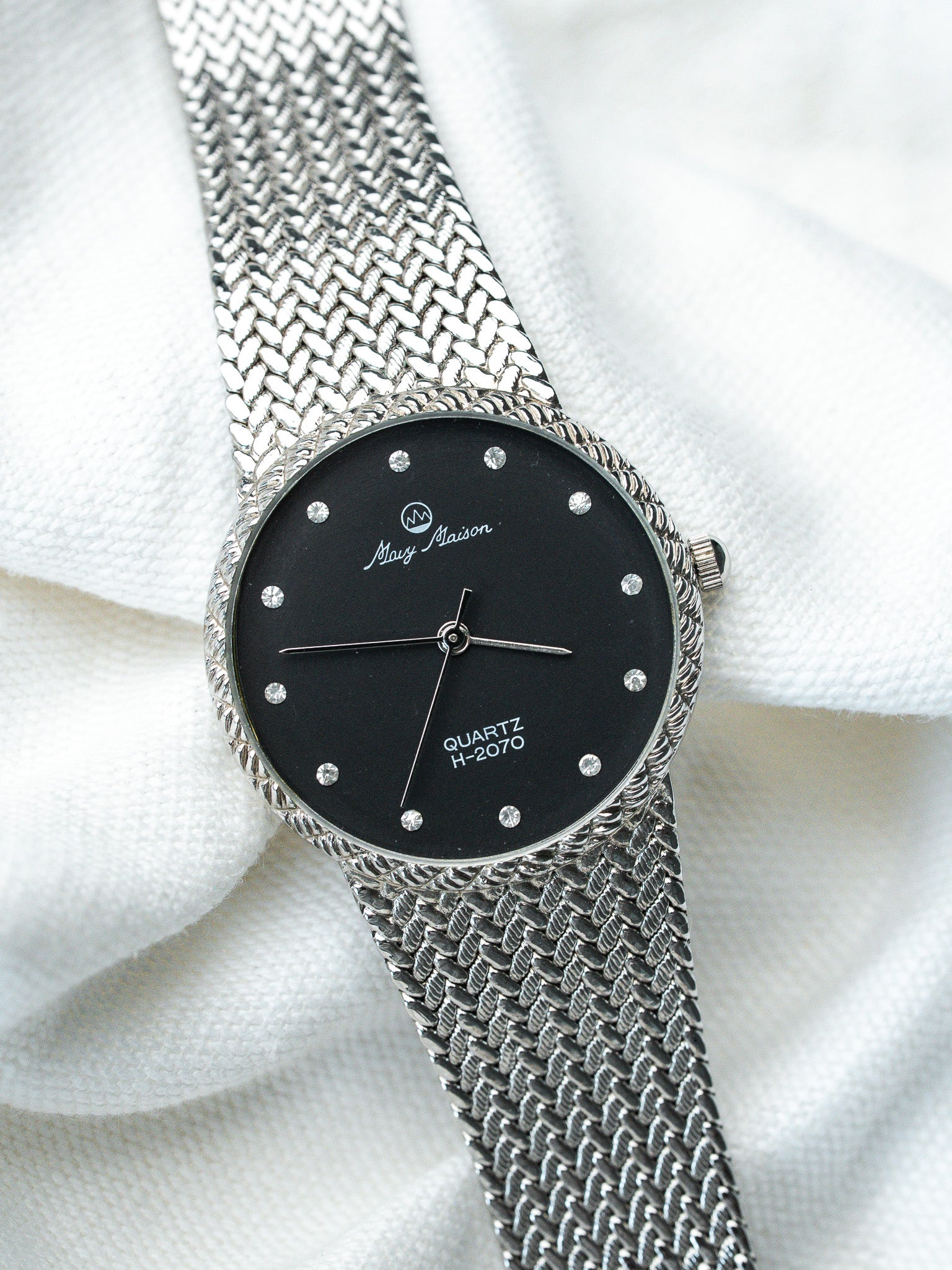 Montre Mavy Maison Vintage - Bracelet intégré Acier Noir (Années 1980) - Atelier Victor