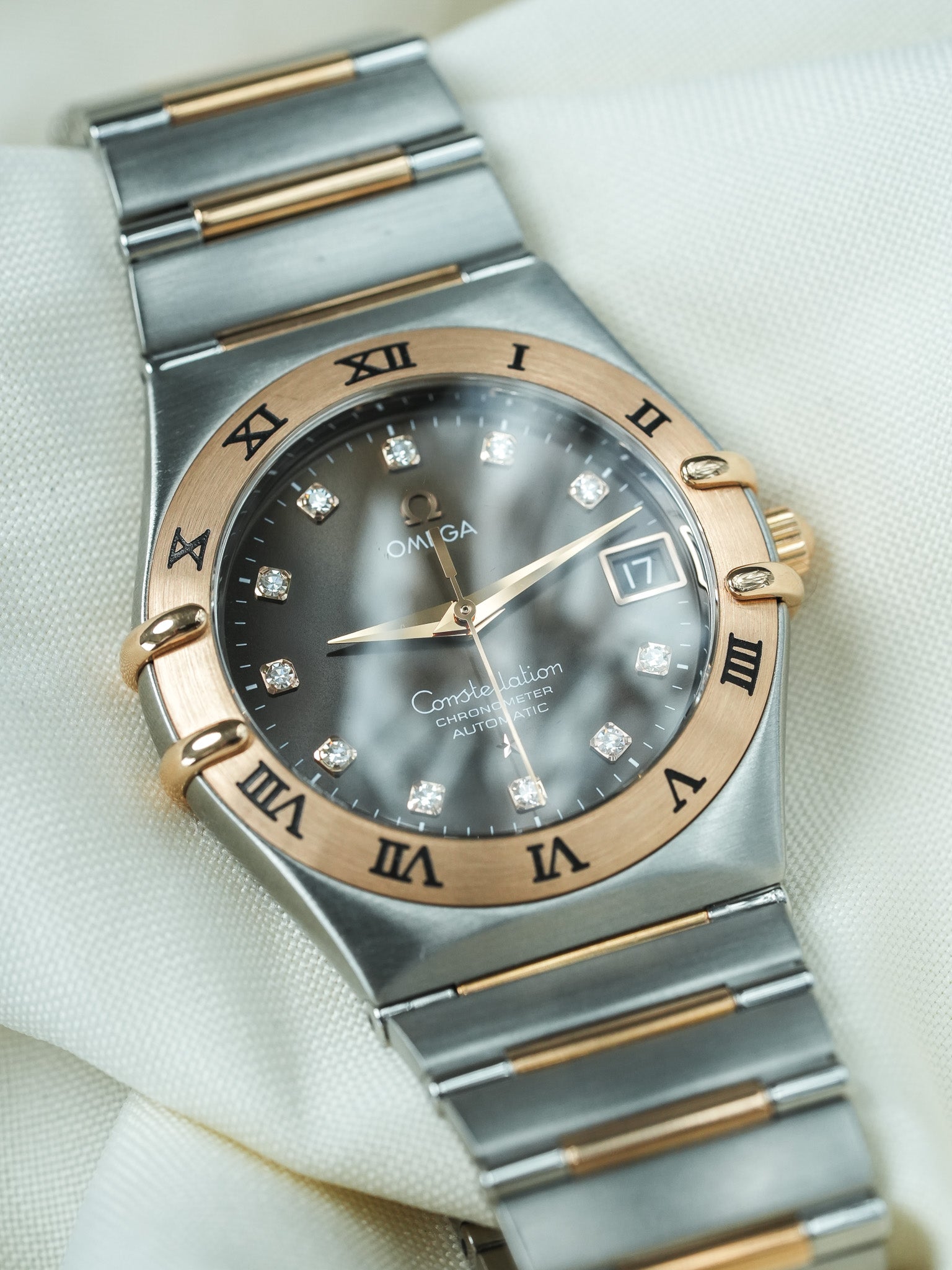 Reloj Omega Constellation 1301.60.00 - Acero Oro Rosa Chocolate Diamantes (Años 2000) 
