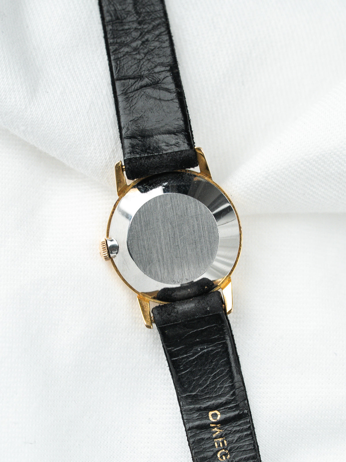 Оригинальный чёрный кожаный ремешок под замшу - часы Omega De Ville 541.003 Vintage - Atelier Victor