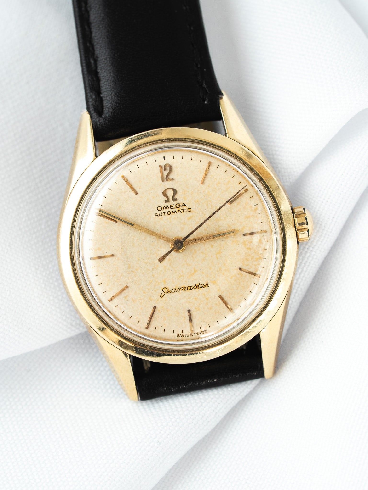 Montre Omega Seamaster 2802-7-SC Vintage - 33,5mm Plaqué Or Patine (1956) - Atelier Victor