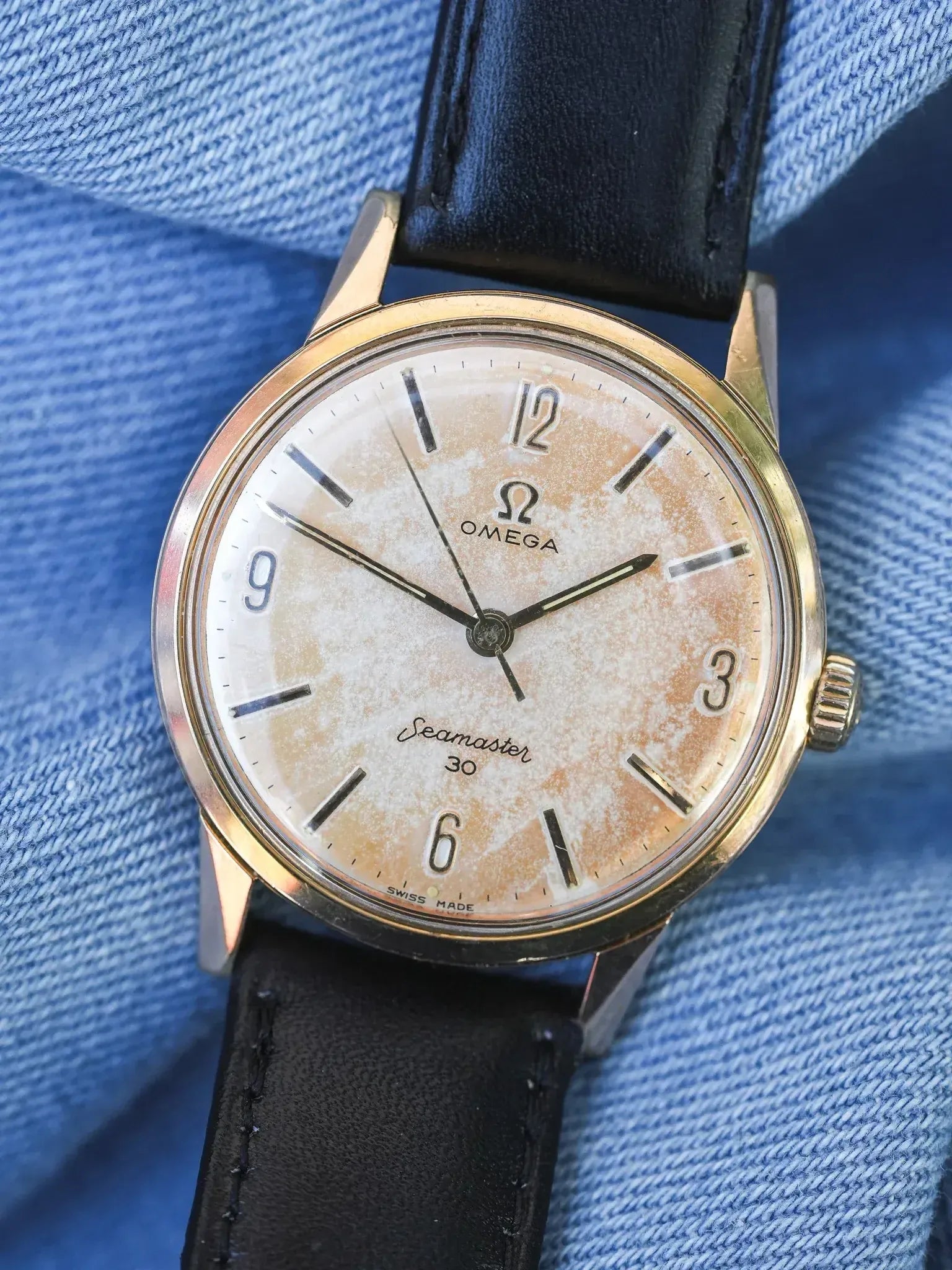 Montre Omega Seamaster 30 Vintage 135.003-62-SC - 34,5mm Tropical Plaqué Or (1962) - Atelier Victor
