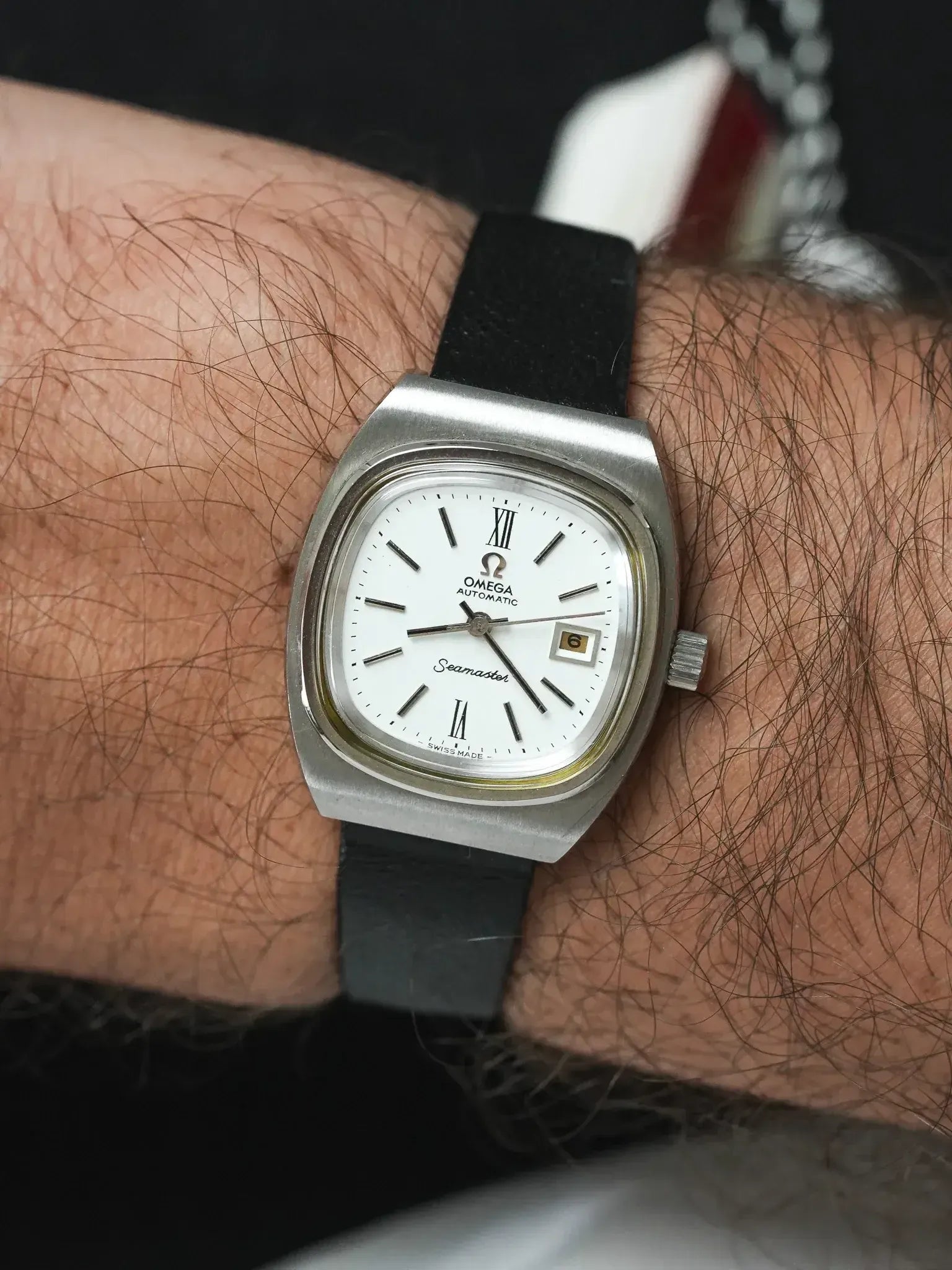 Montre Omega Seamaster Vintage - réf.566.0085 Mini TV blanc automatique - neuve de stock - 1970 - Atelier Victor
