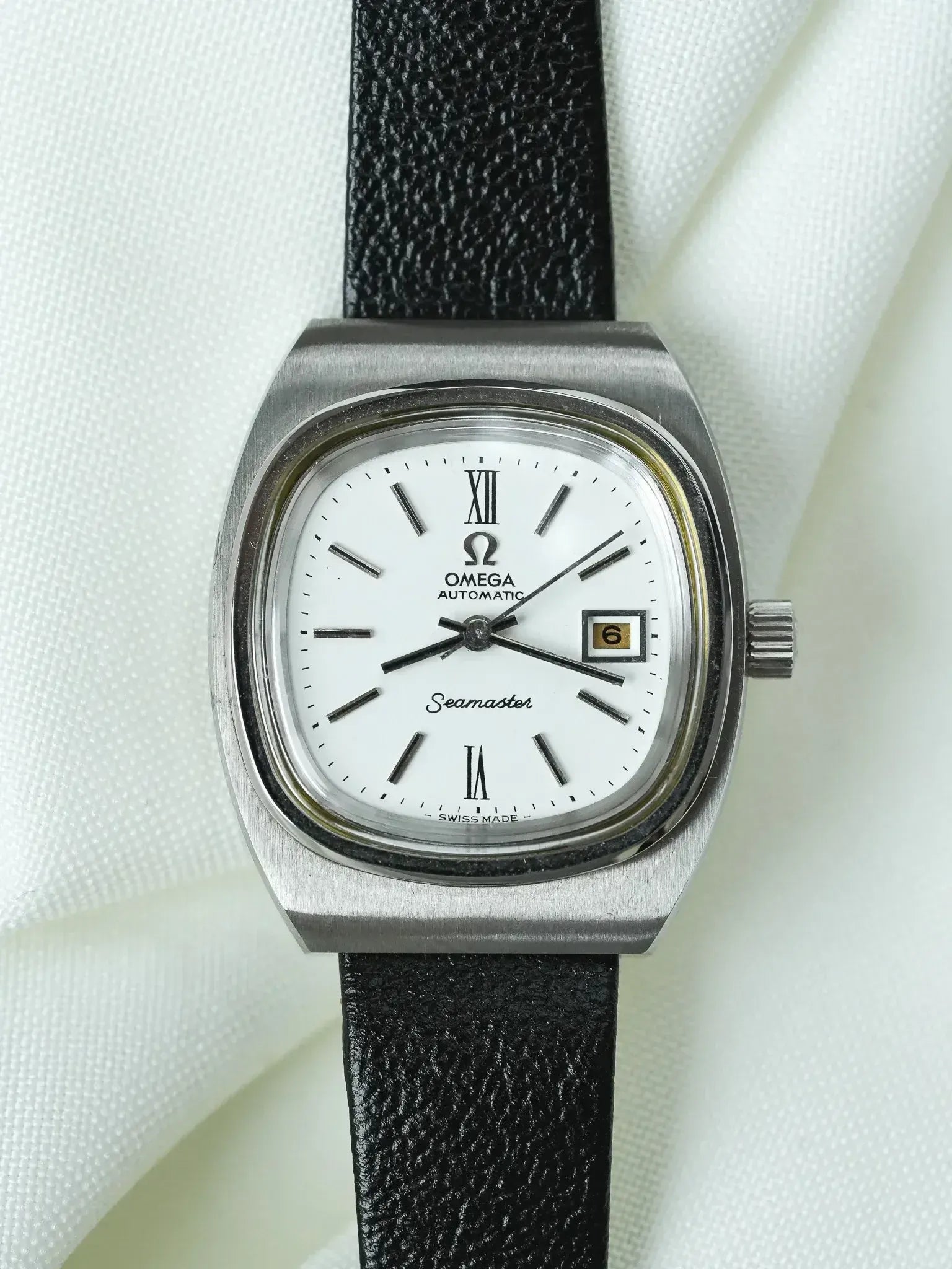 Montre Omega Seamaster Vintage - réf.566.0085 Mini TV blanc automatique - neuve de stock - 1970 - Atelier Victor