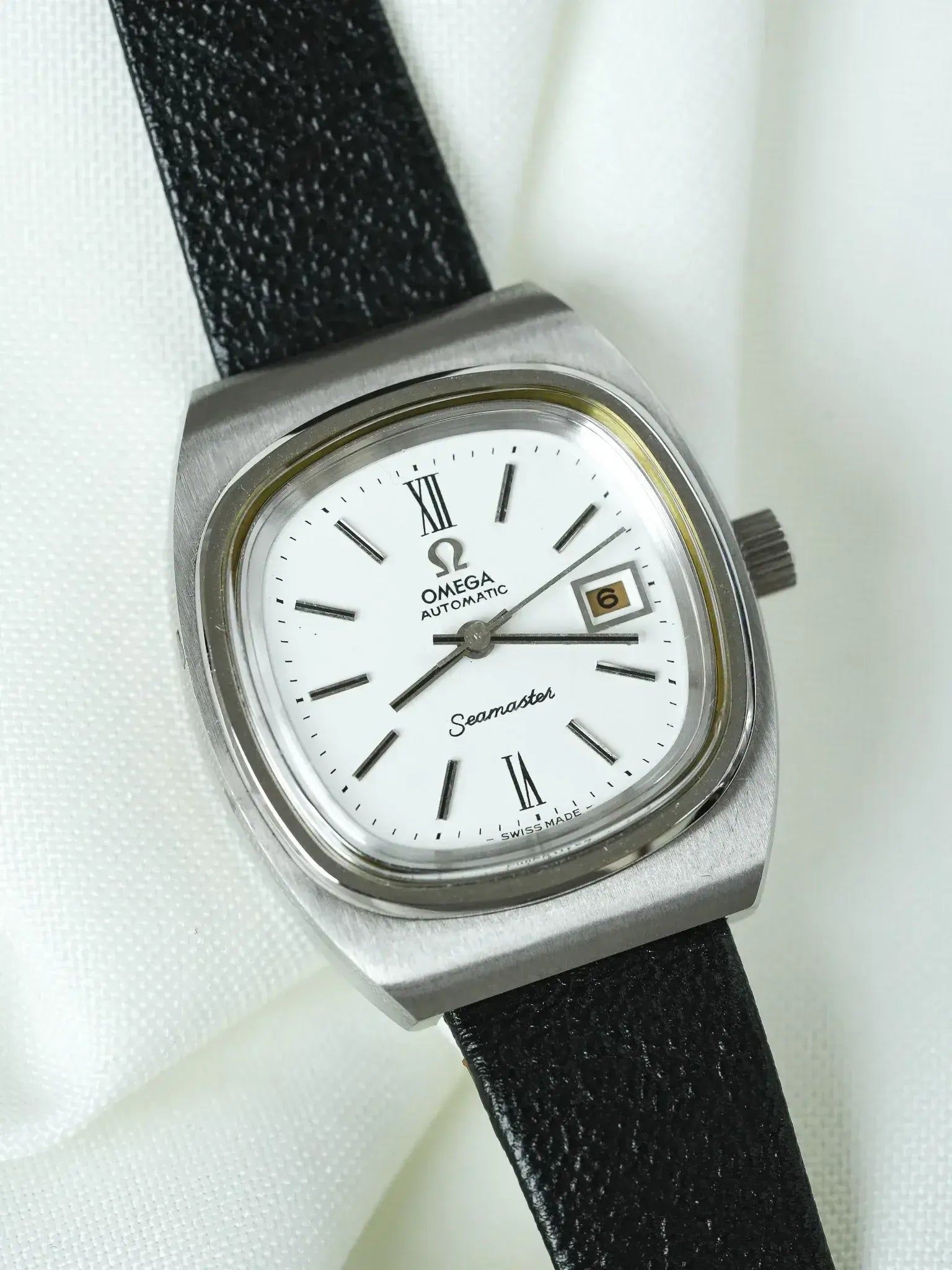 Montre Omega Seamaster Vintage - réf.566.0085 Mini TV blanc automatique - neuve de stock - 1970 - Atelier Victor