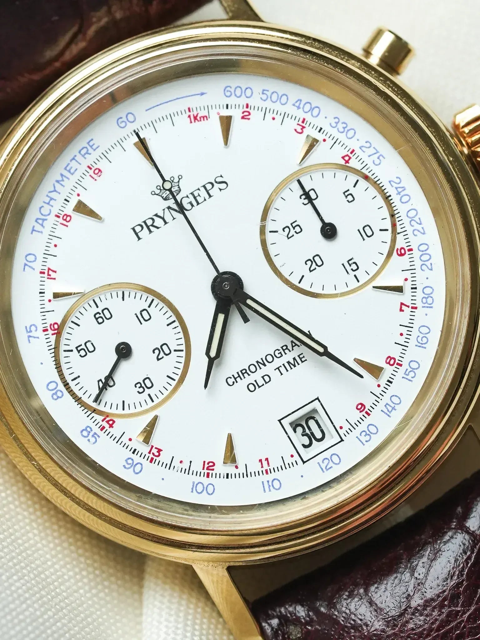 Montre Pryngeps Vintage Chronograph - Plaqué Or Manuel (Années 1980) - Atelier Victor