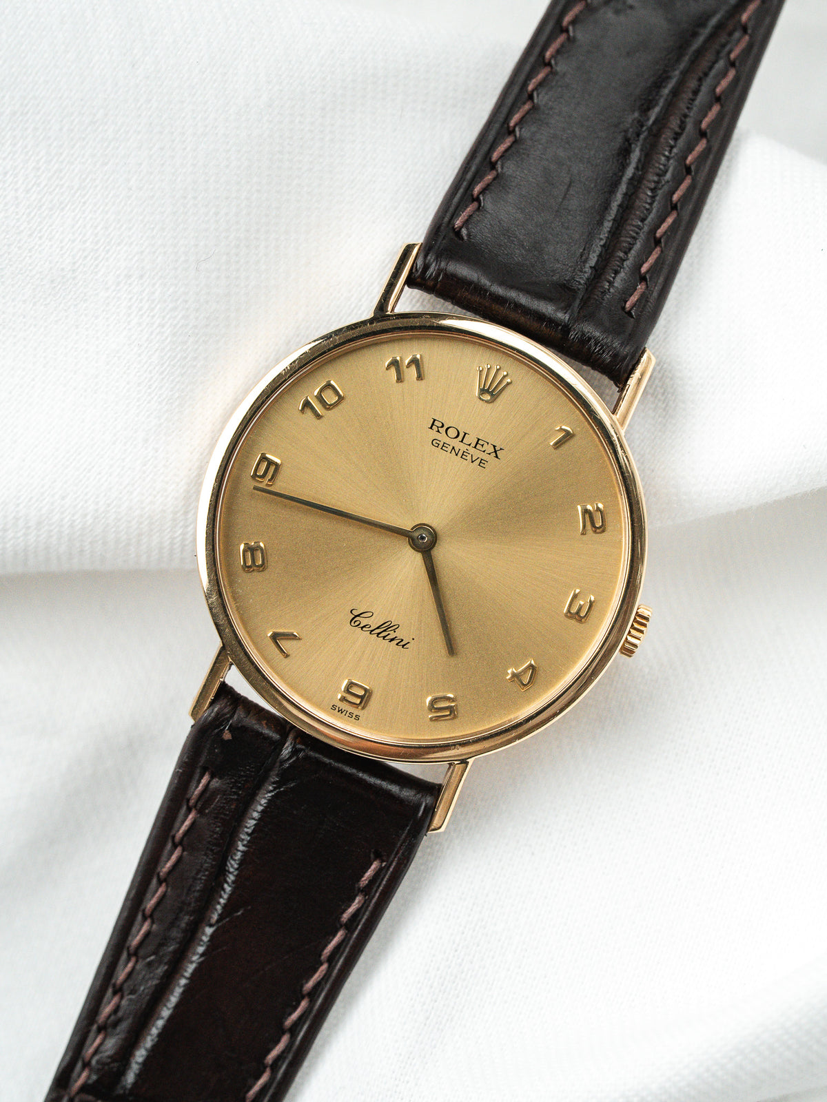 Correa de cuero negro - Reloj Rolex Cellini 5112 Oro amarillo 18k - Atelier Victor