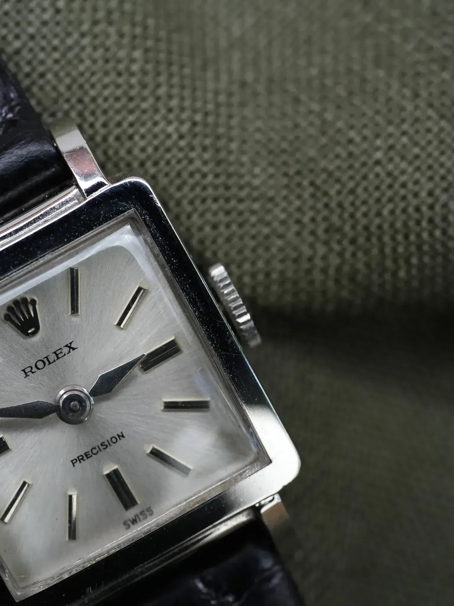 Vintage Rolex Precision 3458 Watch Steel — Square Silver Dial 