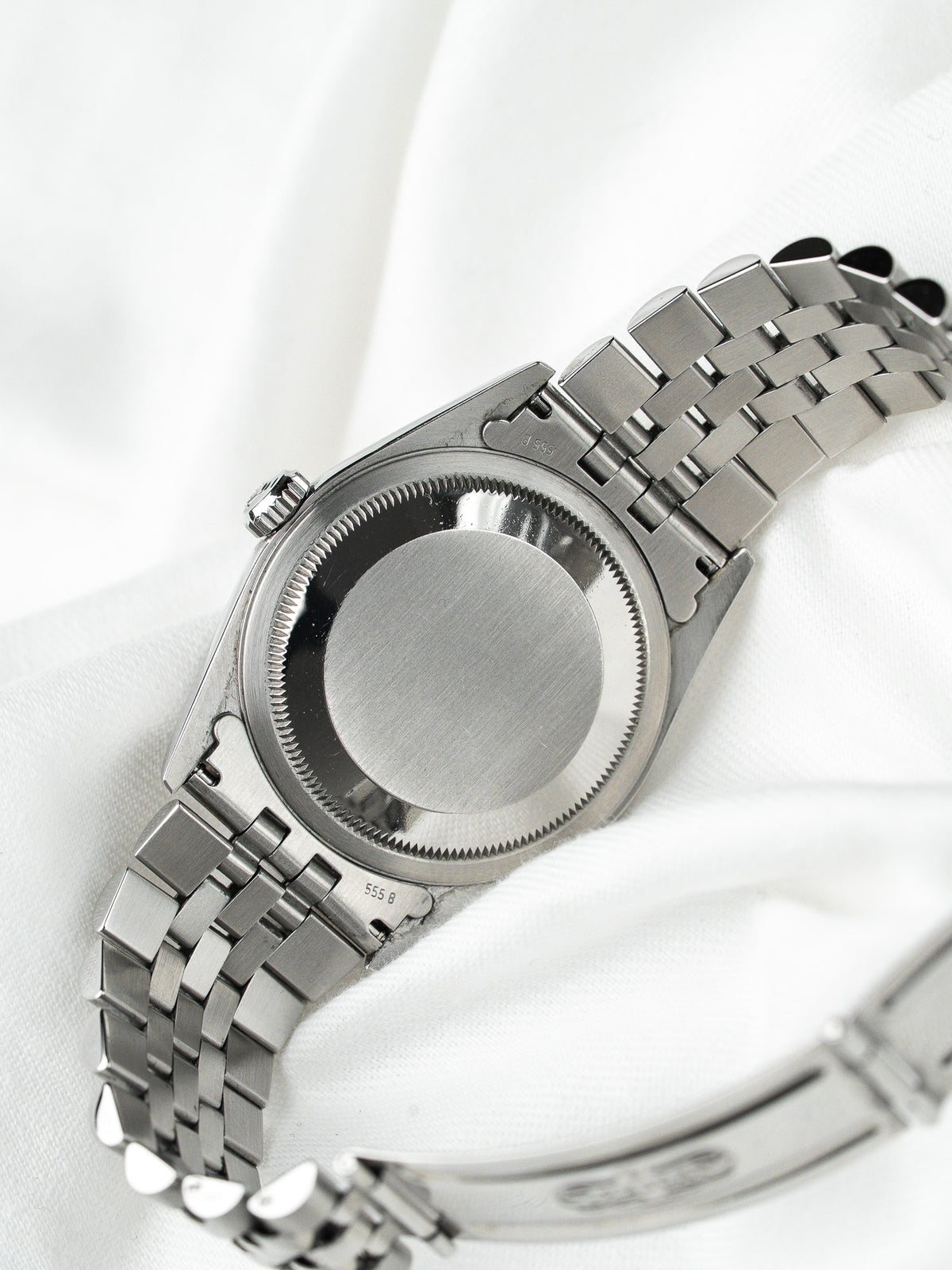 Back of the watch and open bracelet - Vintage Rolex Datejust Watch 16234 - Atelier Victor