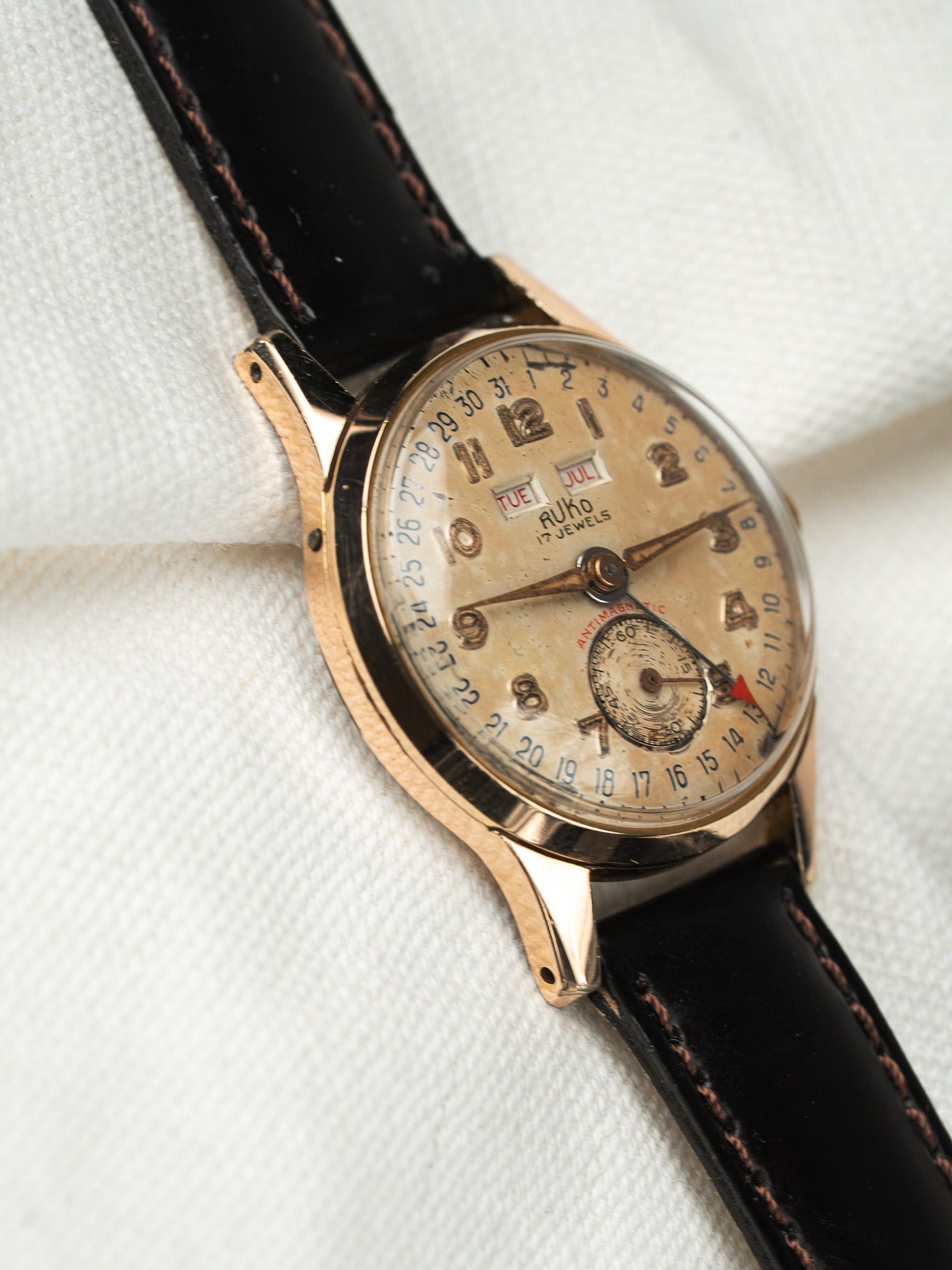 Orologio Ruko Triple Calendrier placcato in oro rosa — svizzero (1950s) 