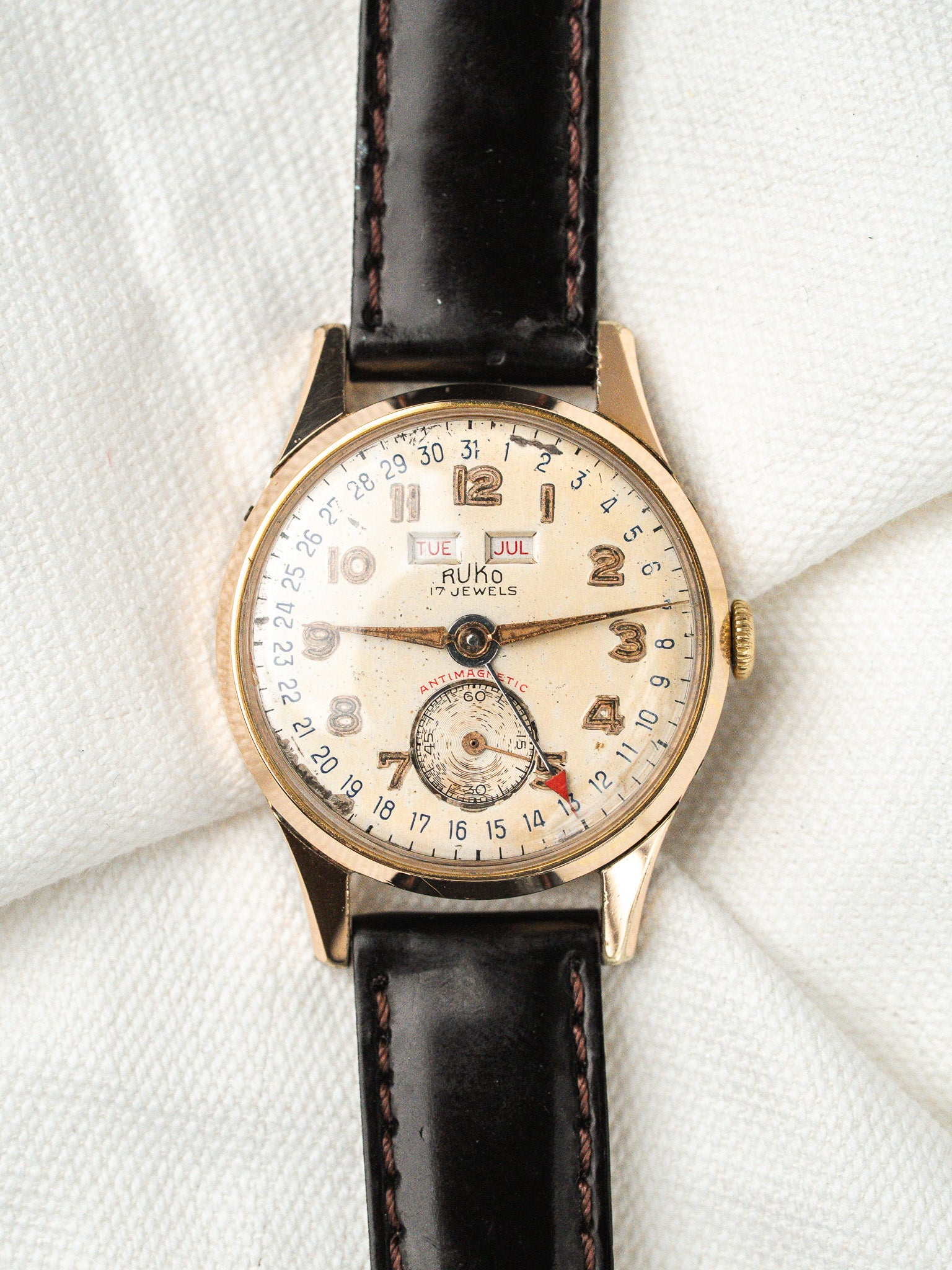 Orologio Ruko Triple Calendrier placcato in oro rosa — svizzero (1950s) 
