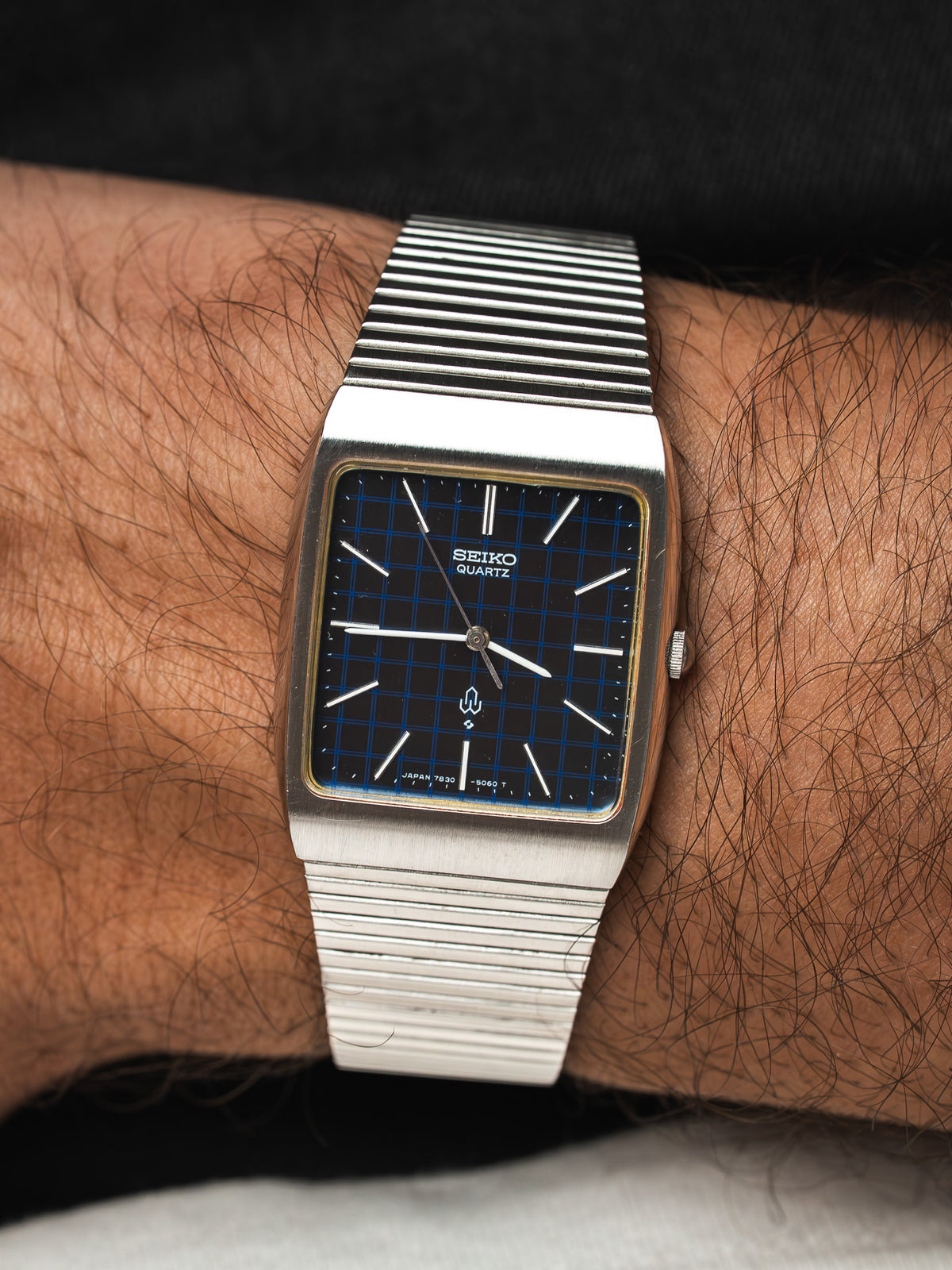 Seiko Dolce Reloj 7830-5050 Acero — Esfera Azul Cuadriculada (1988) 