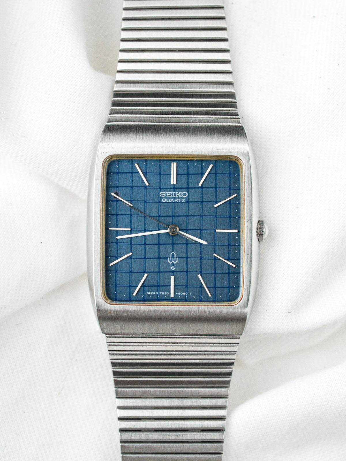 Seiko Dolce Reloj 7830-5050 Acero — Esfera Azul Cuadriculada (1988) 