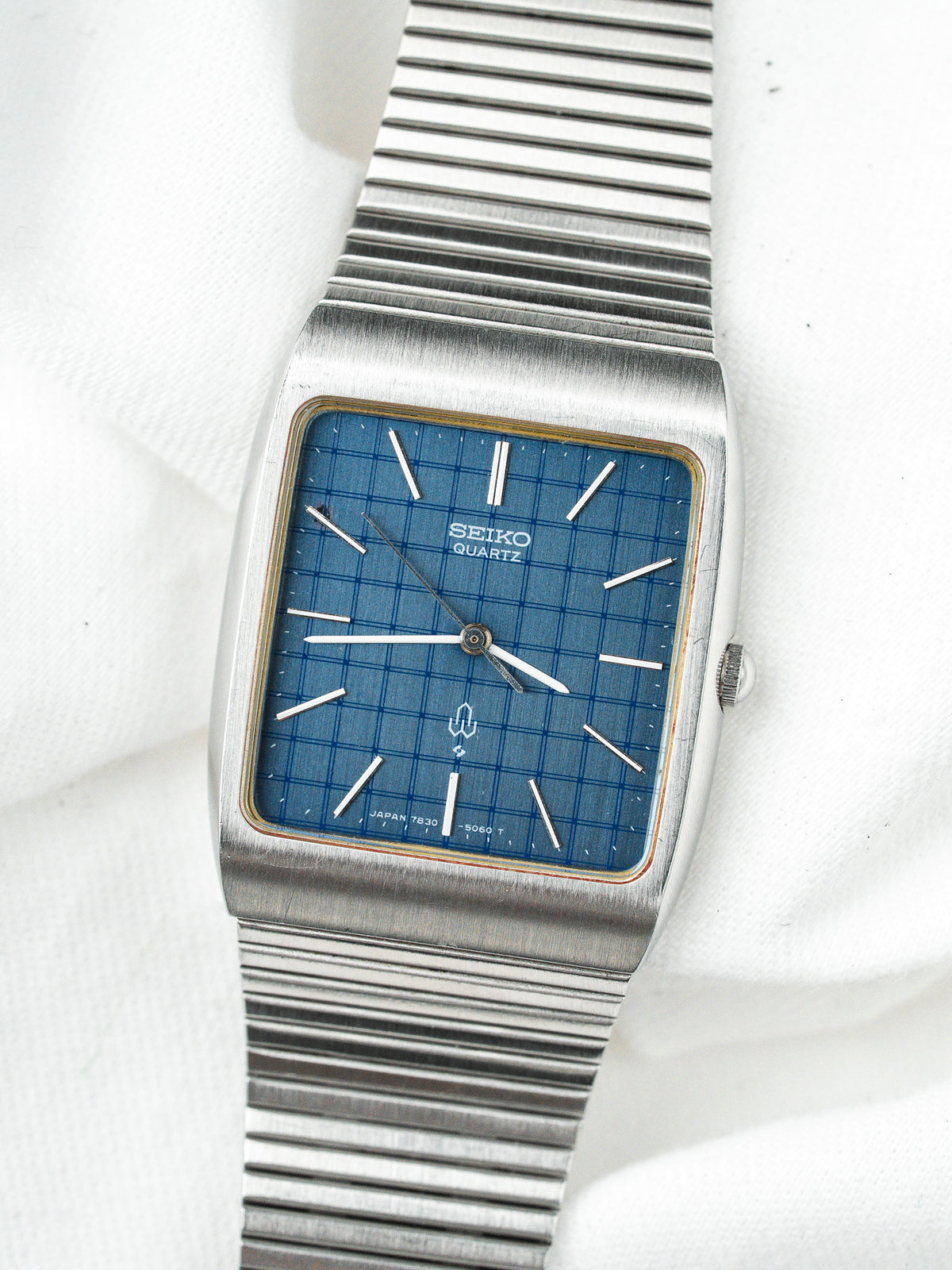 Seiko Dolce Reloj 7830-5050 Acero — Esfera Azul Cuadriculada (1988) 