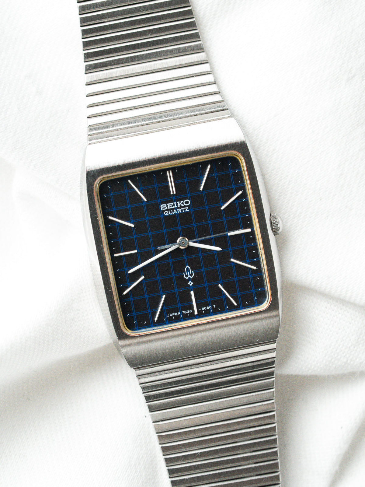 Seiko Dolce Reloj 7830-5050 Acero — Esfera Azul Cuadriculada (1988) 