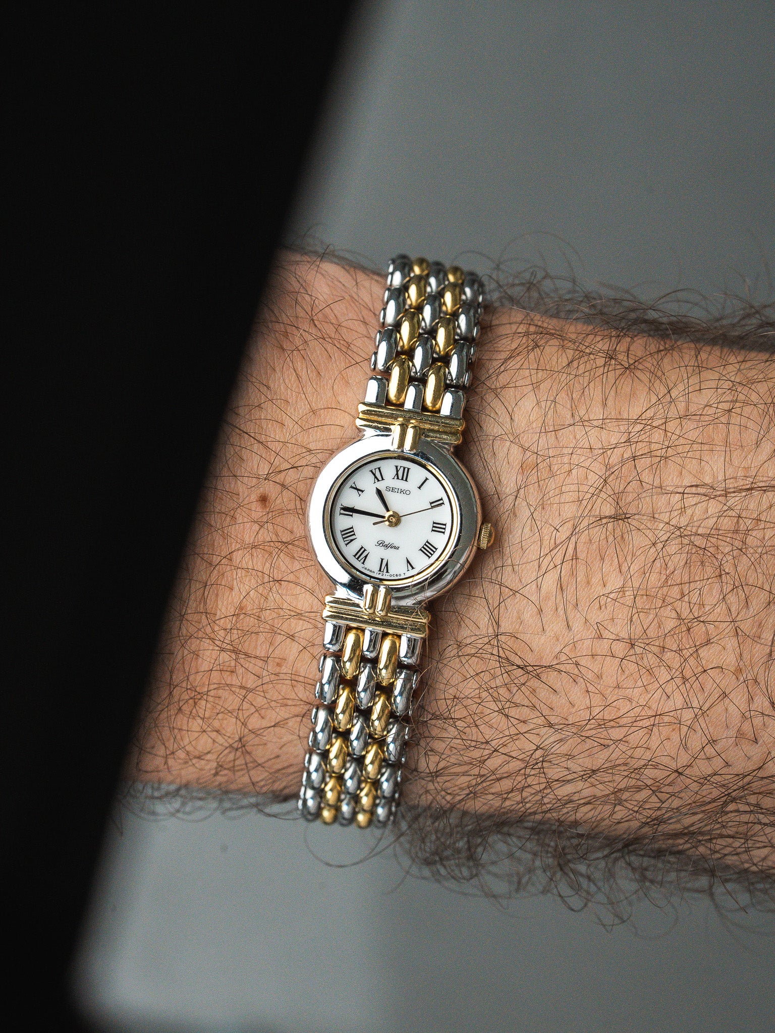 Montre Seiko Belfina Vintage - Maille Acier Or Cornes Centrales (1989) - Atelier Victor