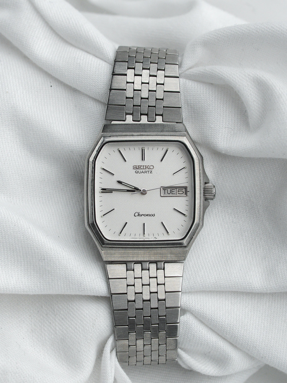 交错链节精钢表链 - Seiko Chronos 7433-5010 复古 Watch - Atelier Victor
