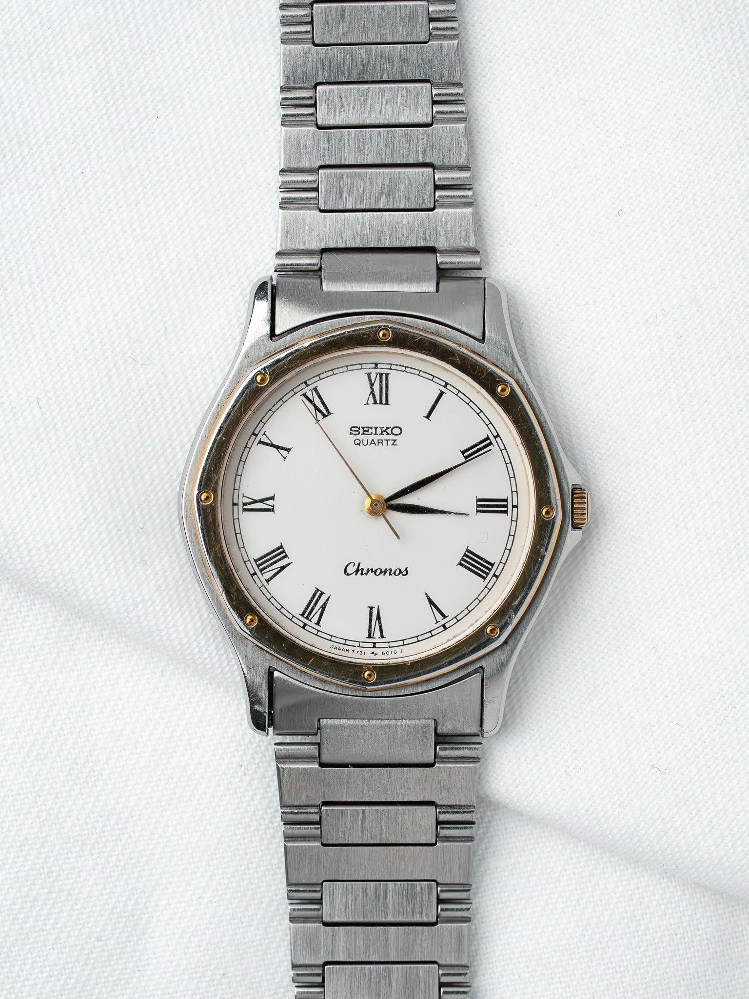 Montre Seiko Chronos 7731-6010 Acier — Cadran Blanc (1986)