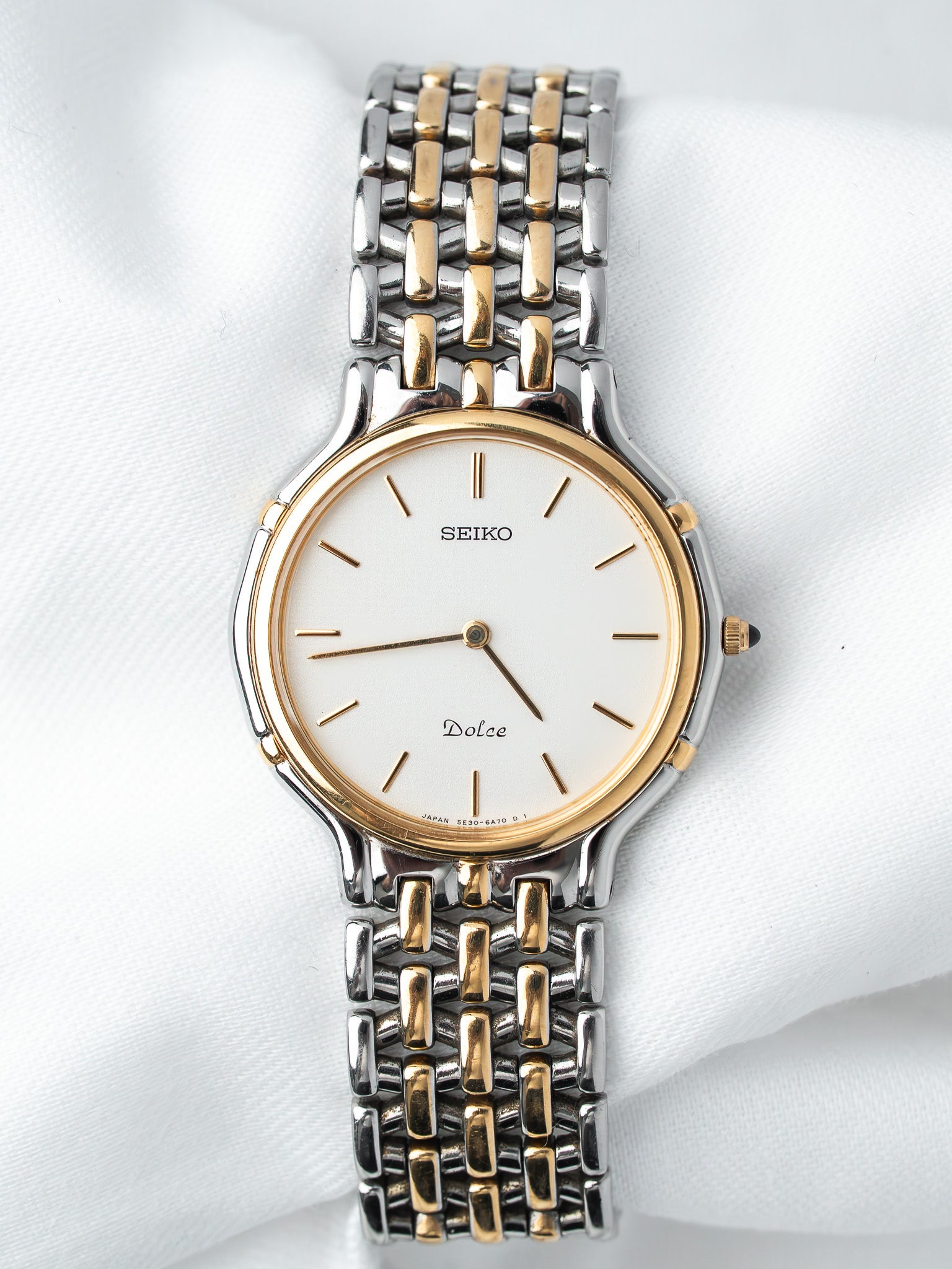 Montre Seiko Dolce 5E30-6A00 Bicolore — Cadran Quadrillé (1990)