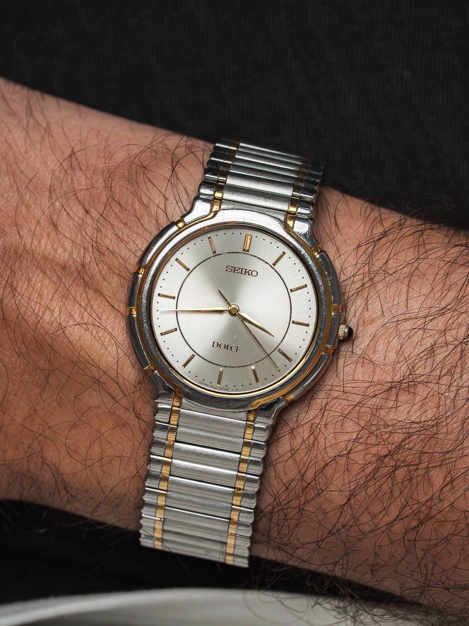 Vintage Seiko Dolce 5E31-6C70 Two-Tone Watch — Two-Tone Dial (1992