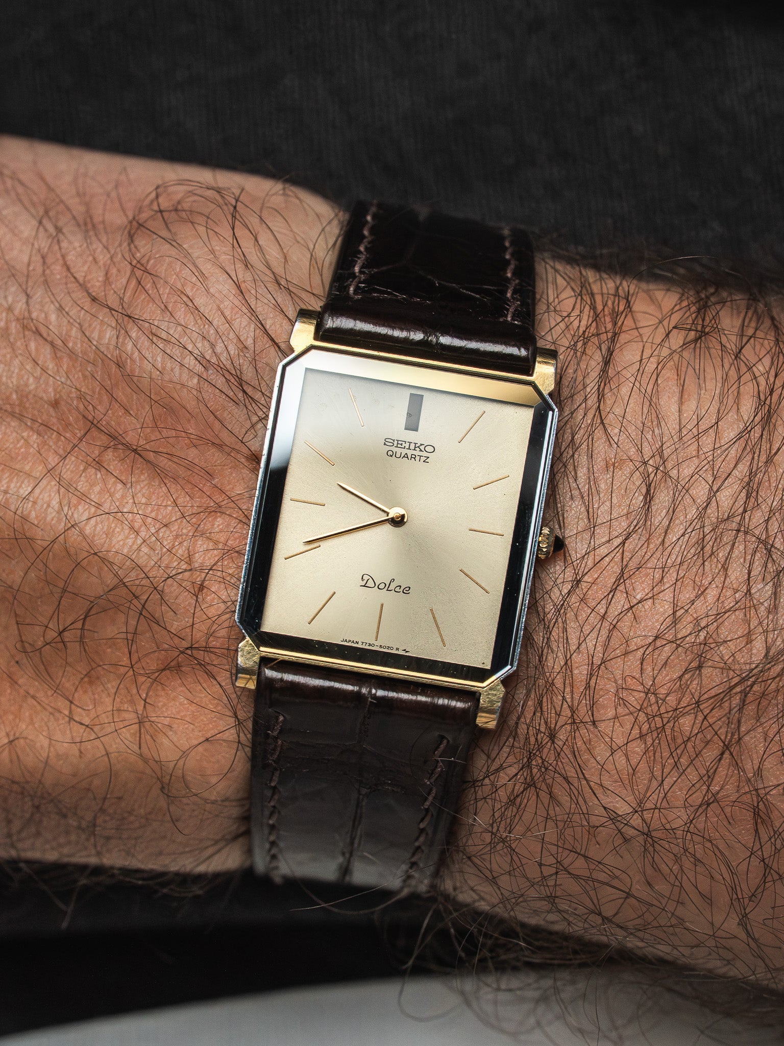 Montre Seiko Dolce 7730-5020 Bicolore — Tank Acier Poli (1979)