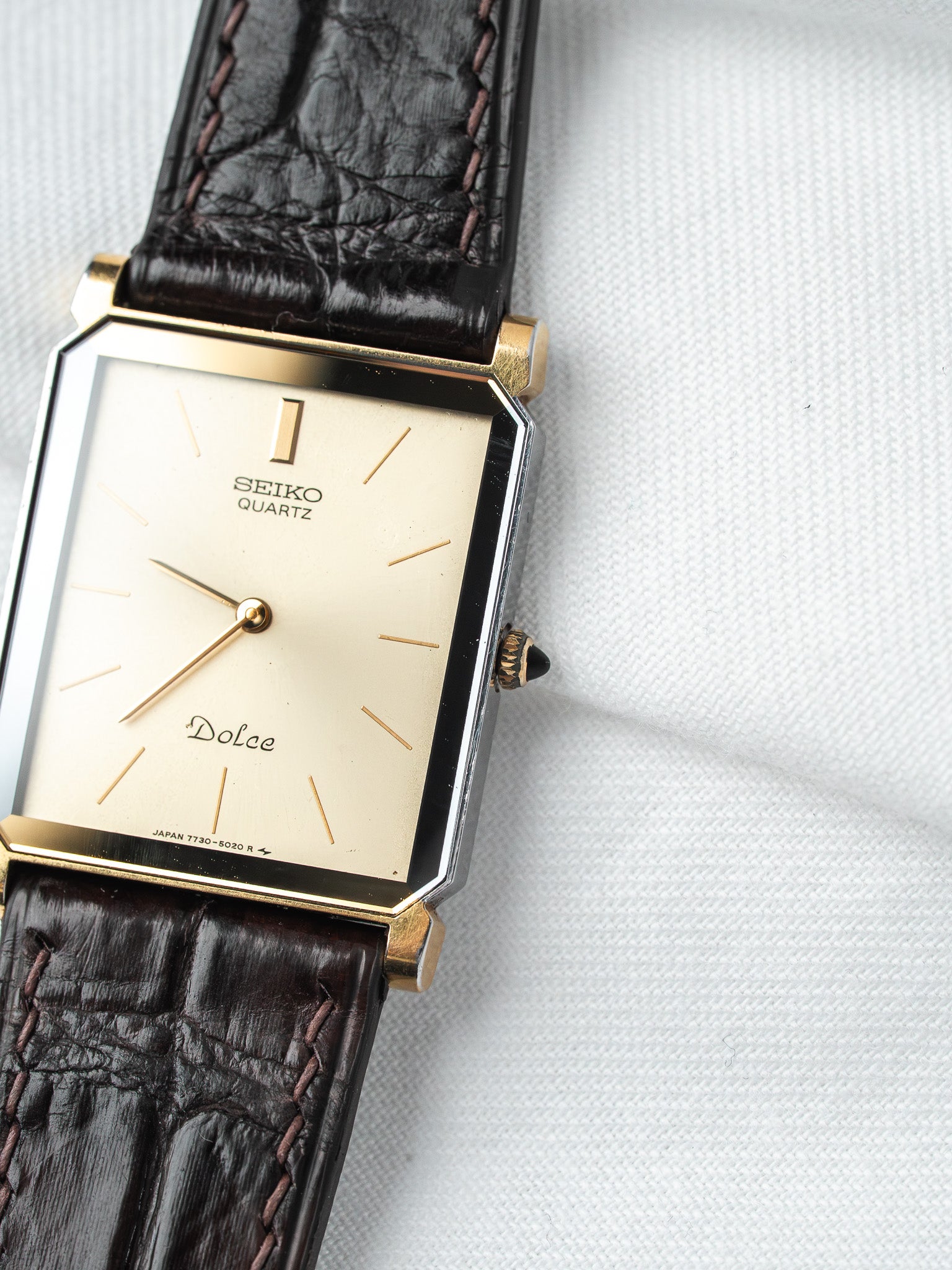 Montre Seiko Dolce 7730-5020 Bicolore — Tank Acier Poli (1979)