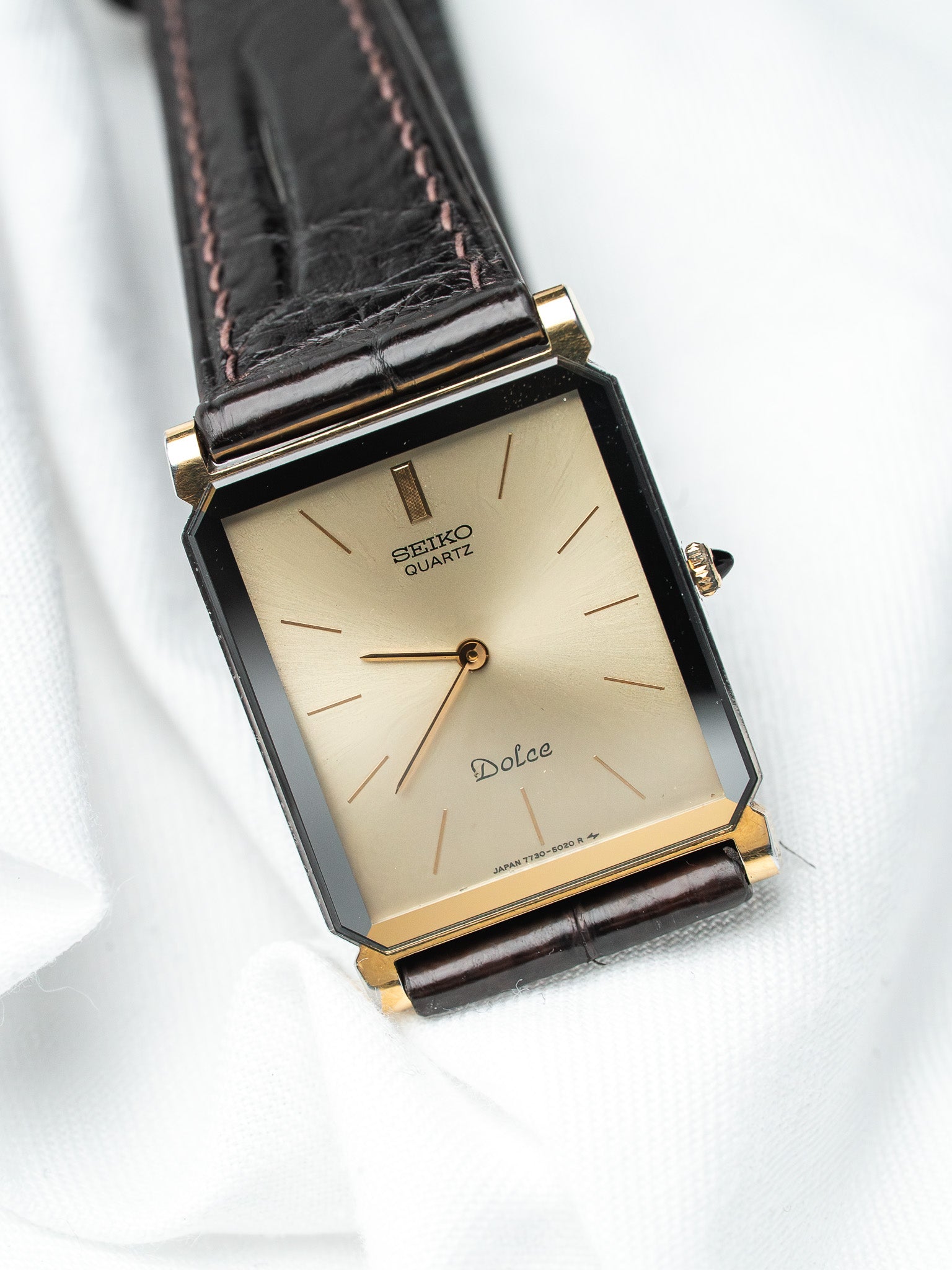 Montre Seiko Dolce 7730-5020 Bicolore — Tank Acier Poli (1979)