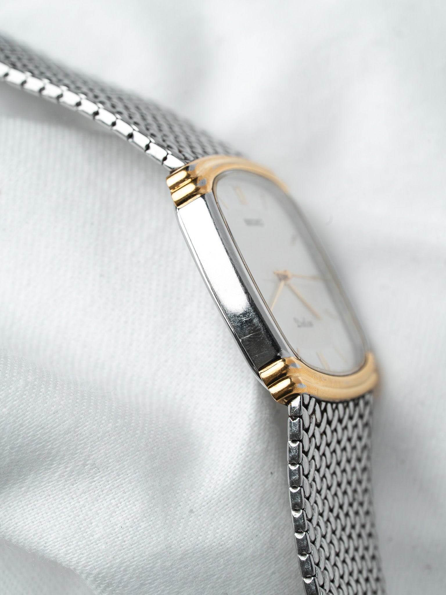 Montre Seiko Dolce 7741-5110 Bicolore — Coussin Maille Milanaise (1989)