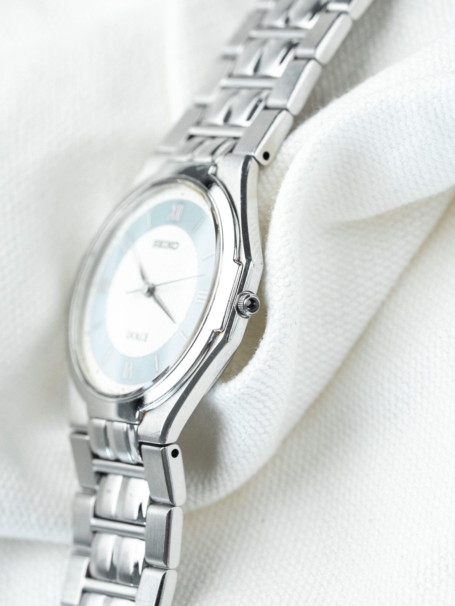 Montre Seiko Dolce Vintage - Bleu Ciel Clous de Paris (1997) - Atelier Victor