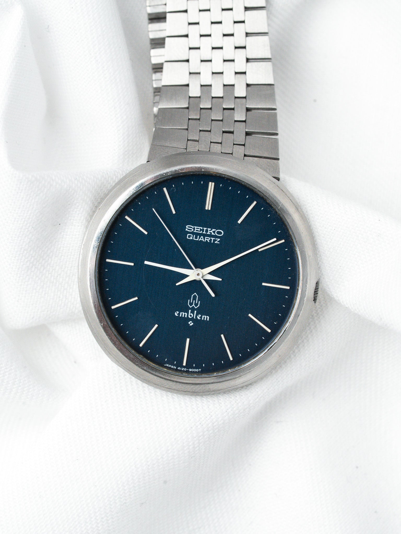 Reloj Seiko Emblem Vintage Acero — Esfera Azul Ultra-Plana (1976) 