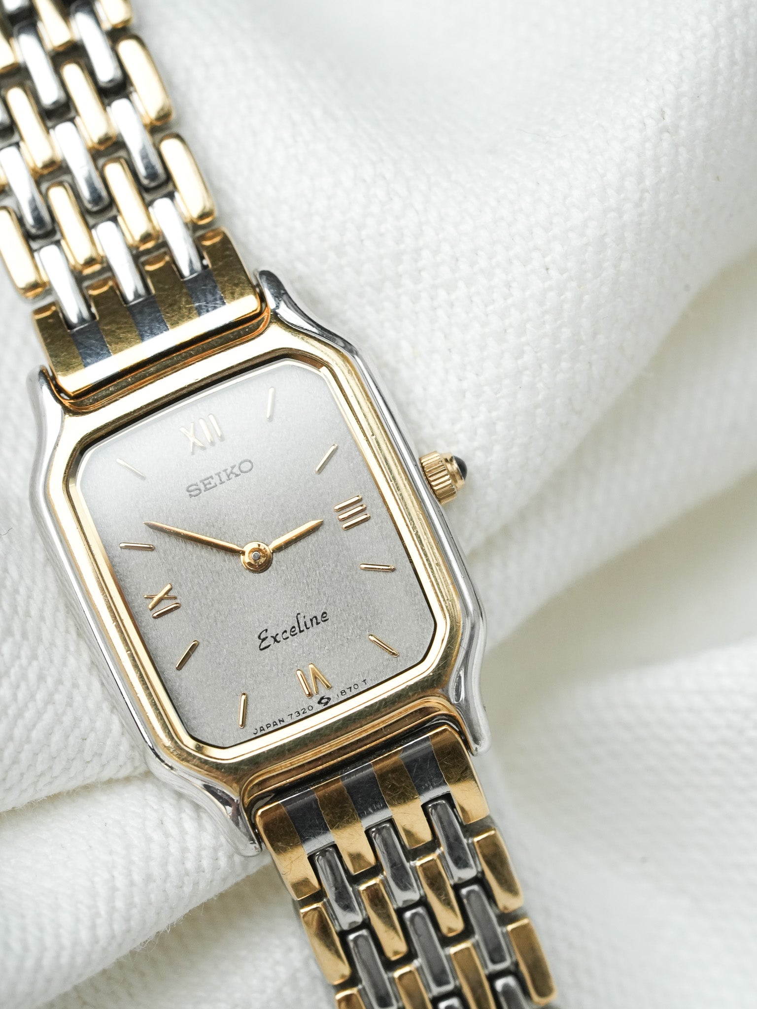 Vintage Exceline Seiko watch - Steel Mesh Yellow Gold (1988