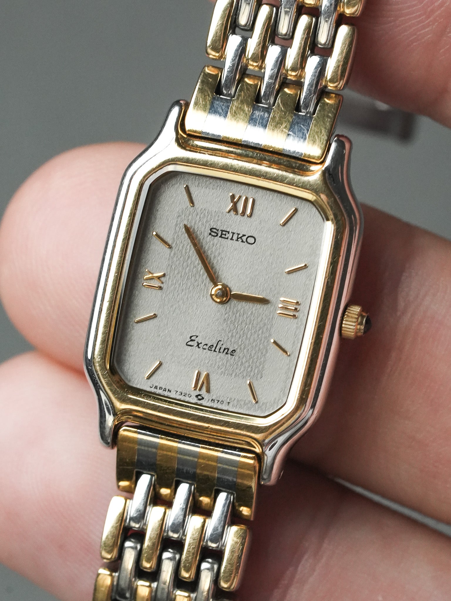 Vintage Exceline Seiko watch - Steel Mesh Yellow Gold (1988