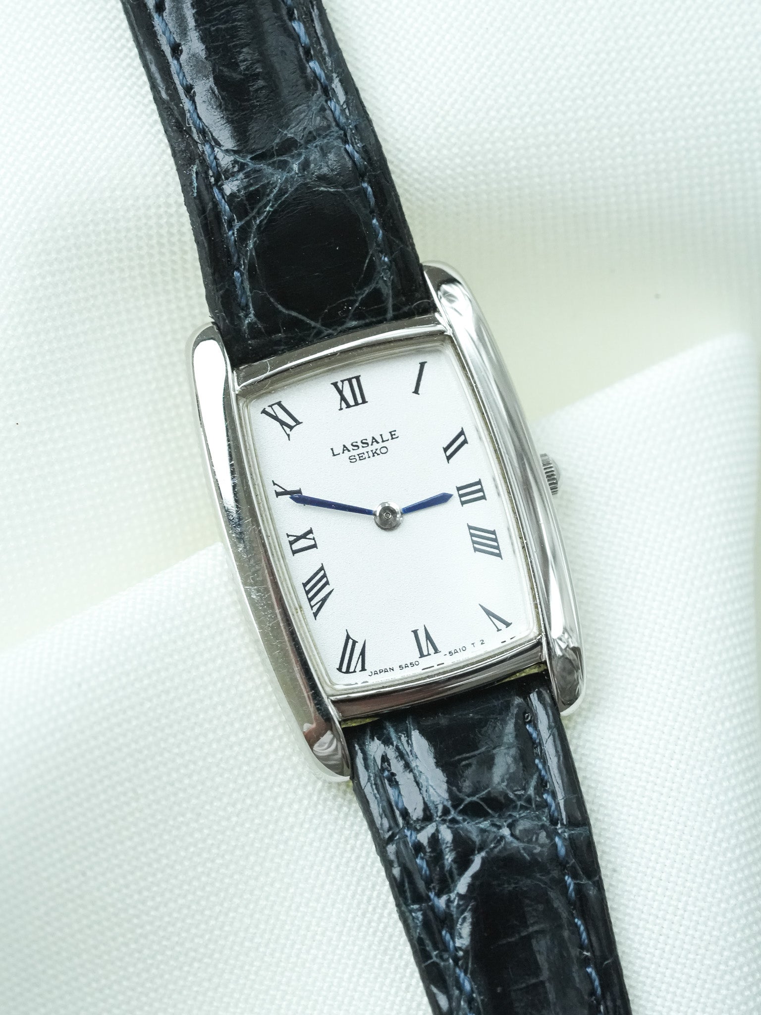 Montre Seiko Lassale Vintage - Mini Tonneau Acier Index Bleu (1984) - Atelier Victor