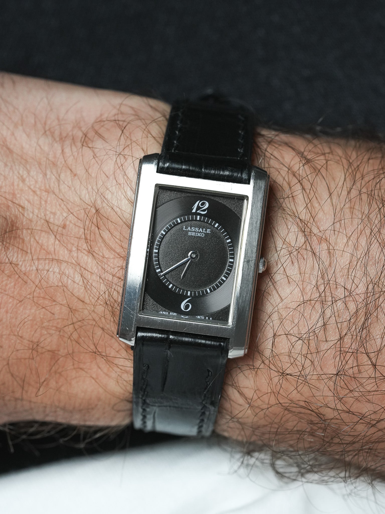 Винтажные часы Seiko Lassale — Tank из чернёной стали (1995) 