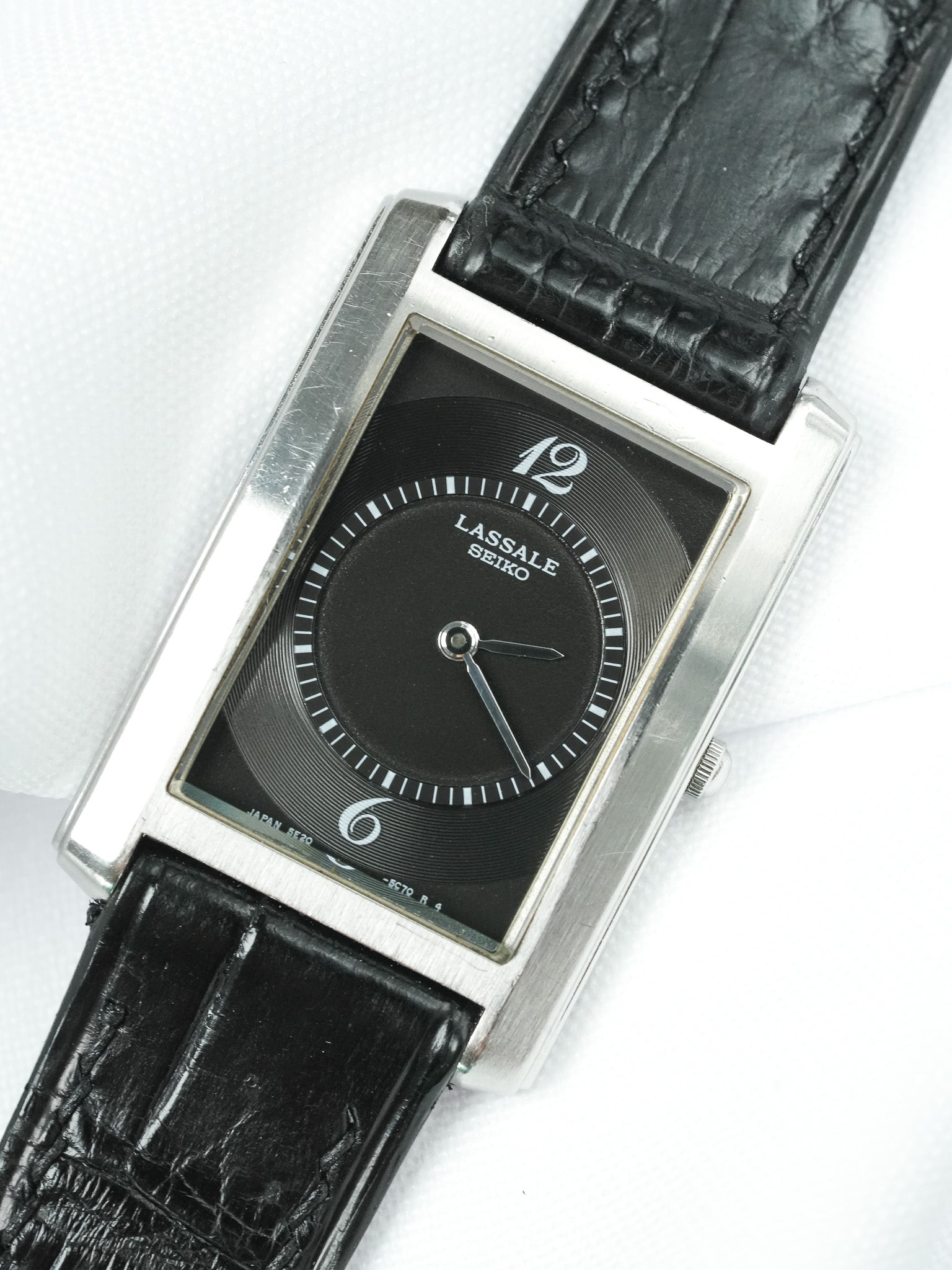 Винтажные часы Seiko Lassale — Tank из чернёной стали (1995) 