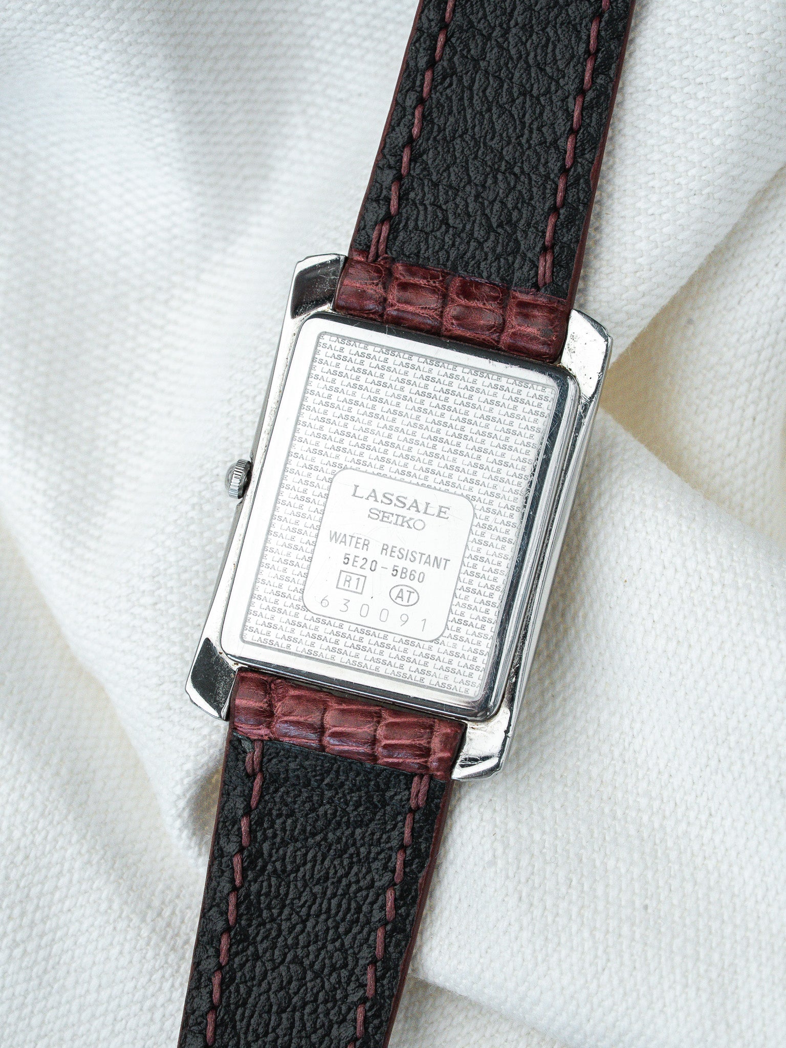 Montre Seiko Lassale Vintage - Tank Saumon Tapisserie (1996) - Atelier Victor