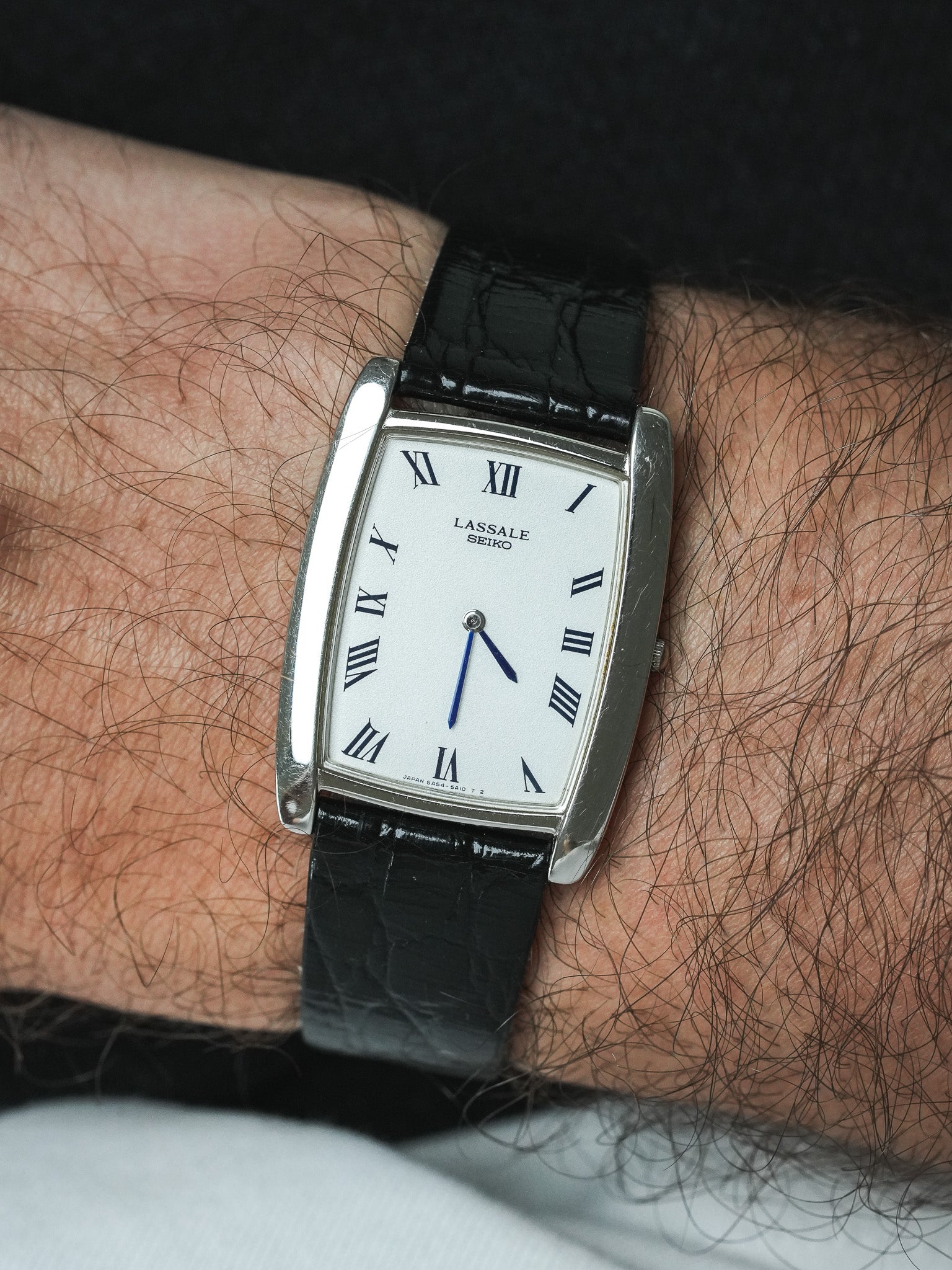 Vintage Seiko Lassale Watch - Tonneau Blue Index Steel (1985