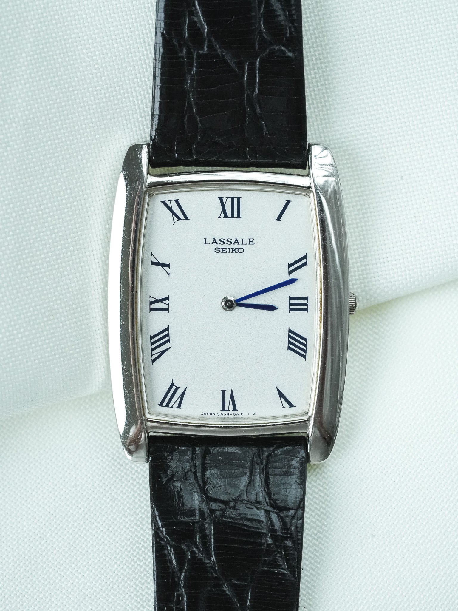 Vintage Seiko Lassale Watch - Tonneau Blue Index Steel (1985