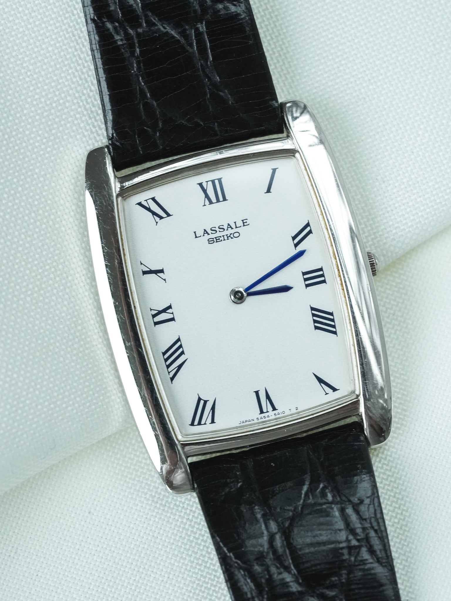 Seiko Lassale Vintage Watch - Tonneau Steel Blue Index (1985