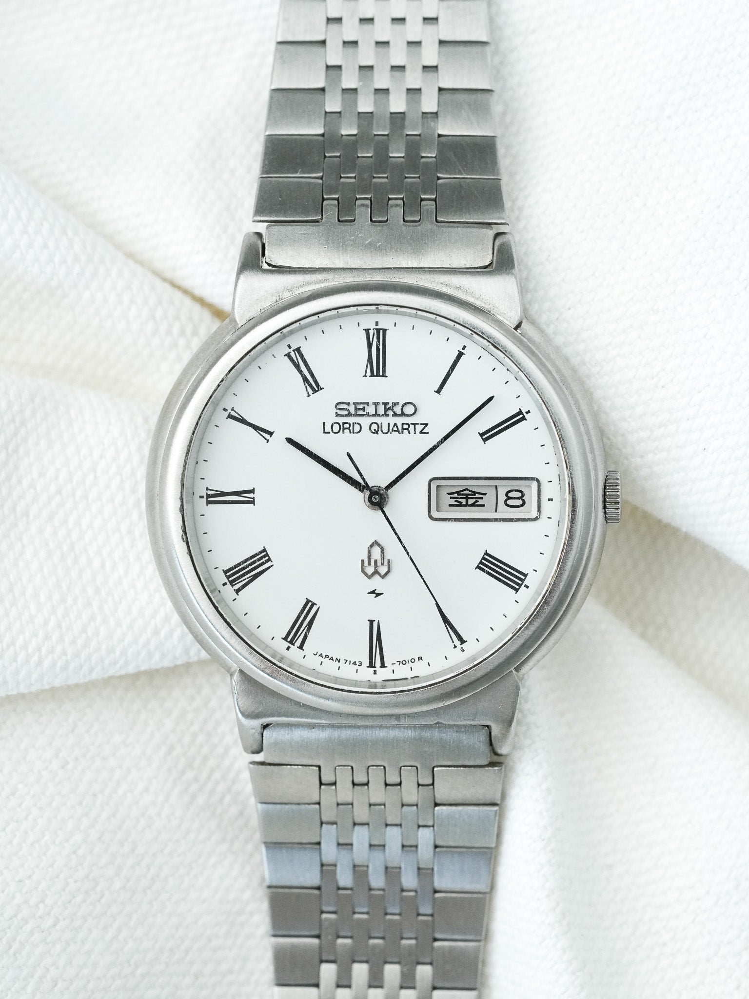 Montre Seiko Lord Quartz Vintage - Daydate Kanji Acier Romain (1979) - Atelier Victor