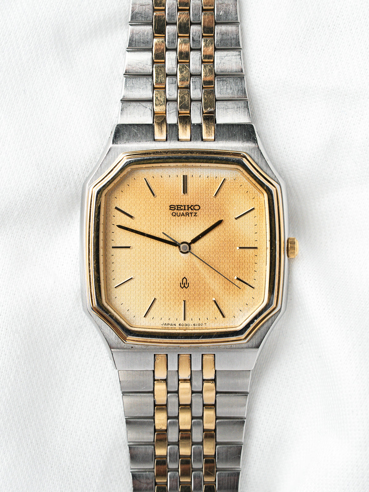 Seiko Watch Octagonal Bicolor — Golden Checkered Dial (1988) 